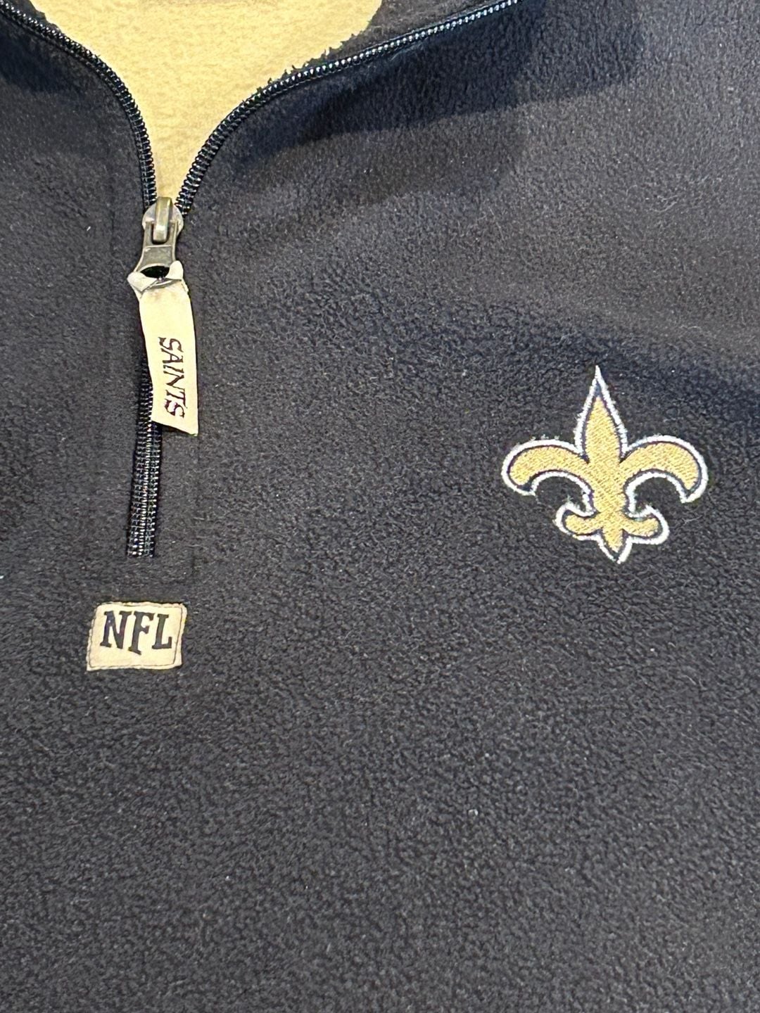 NFL Team Apparel New Orleans Saints Fleece 1/4 Zip Size XL Black 5