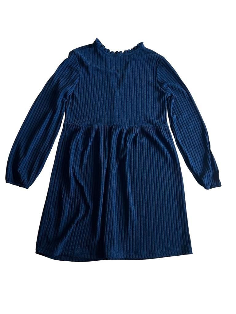 Zara Ribbed Knit Mini Dress Size S Black Ruffle V Neck Long Sleeve Babydoll 9