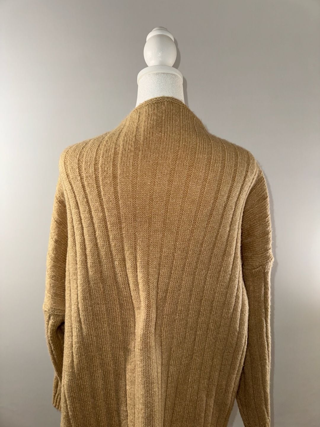 n.by n.coco Cardigan Sweater Camel Ribbed Open Front Pockets 5