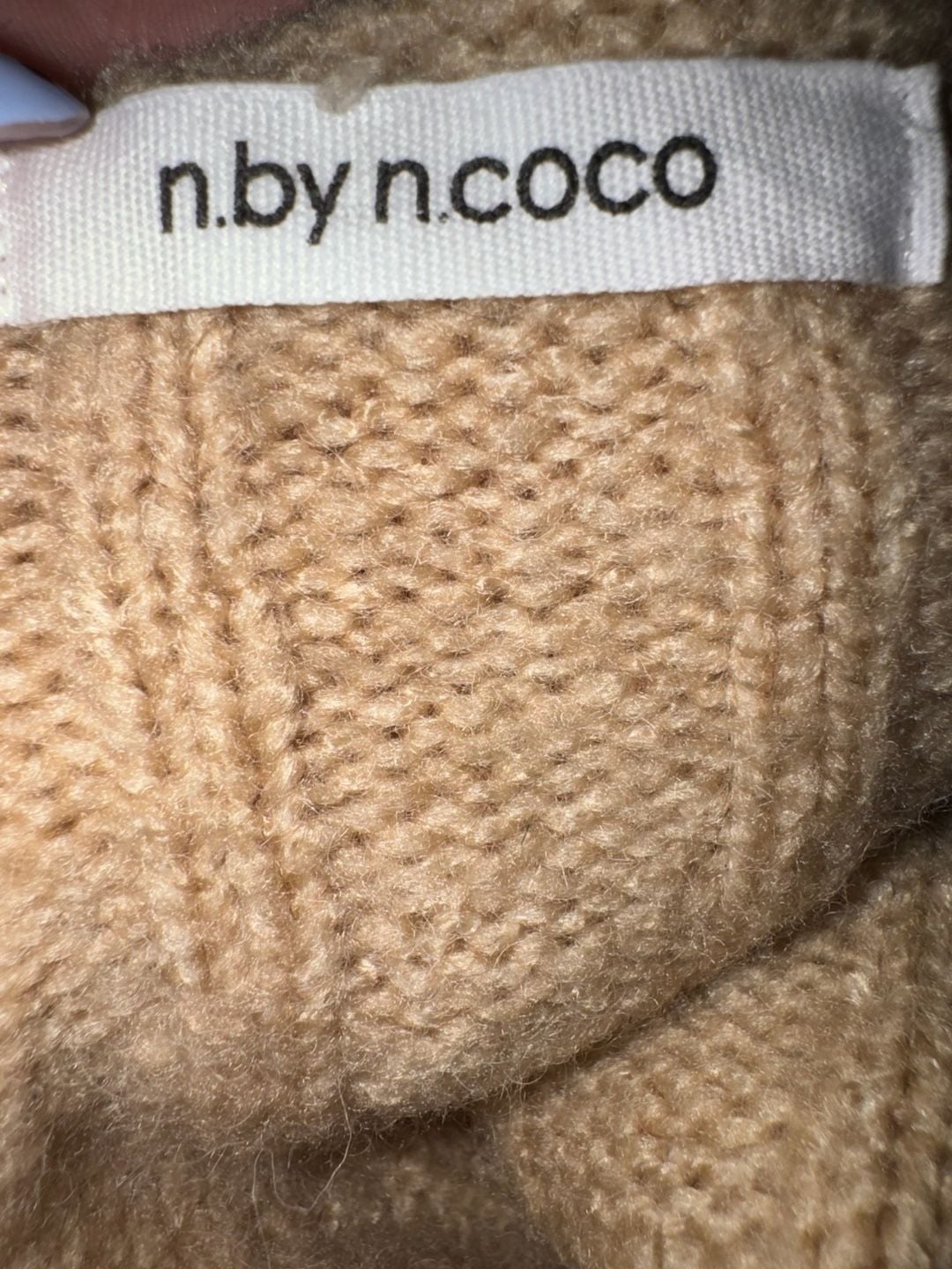 n.by n.coco Cardigan Sweater Camel Ribbed Open Front Pockets 6