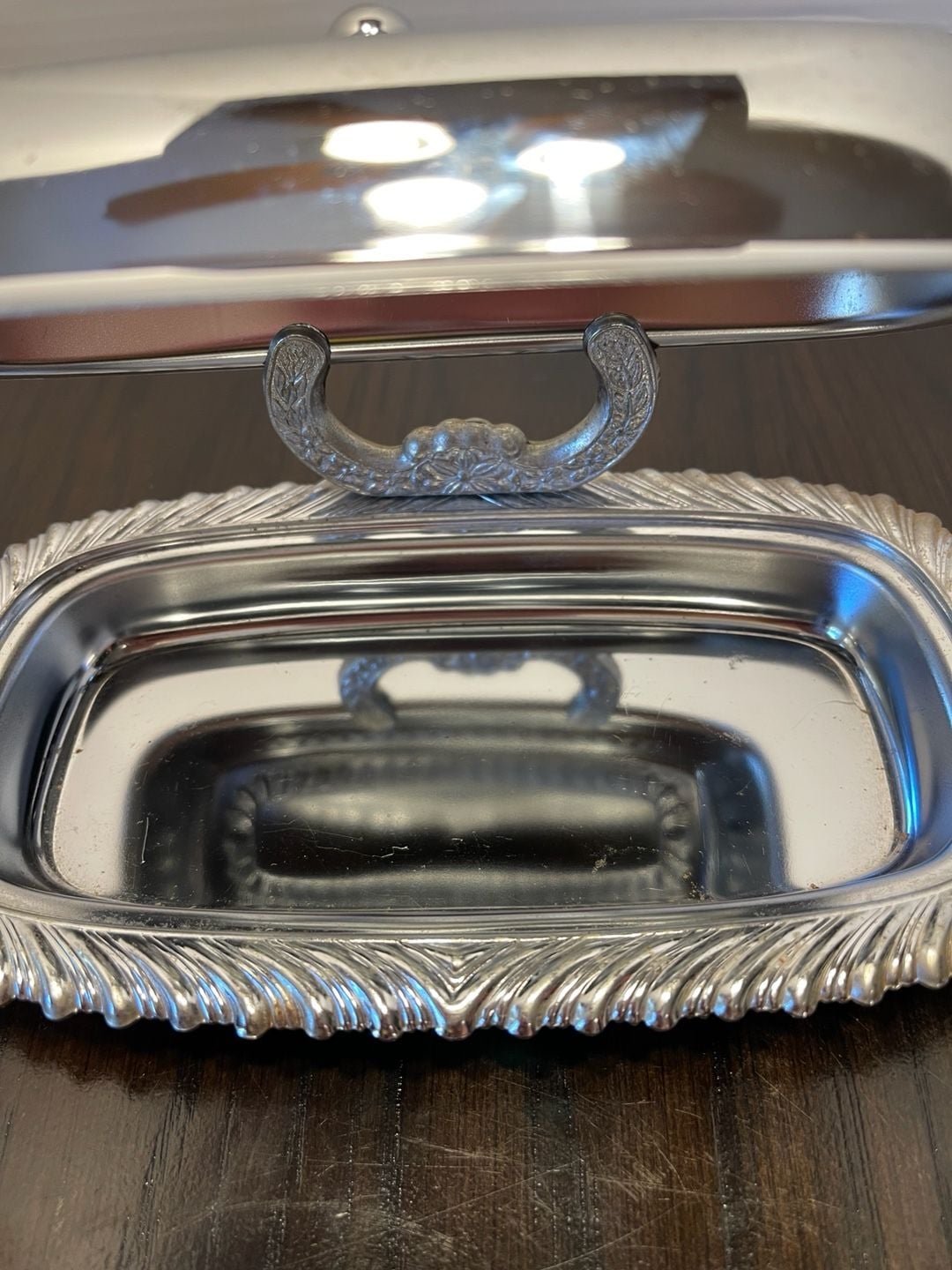 Vintage Silver Plated Covered Butter Dish With Ornate Lid Stand 7