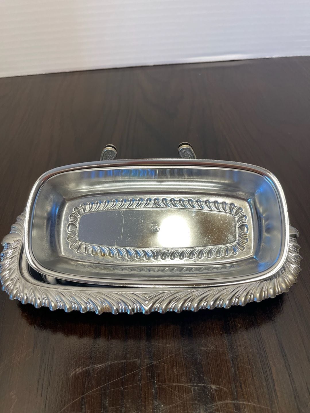 Vintage Silver Plated Covered Butter Dish With Ornate Lid Stand 8