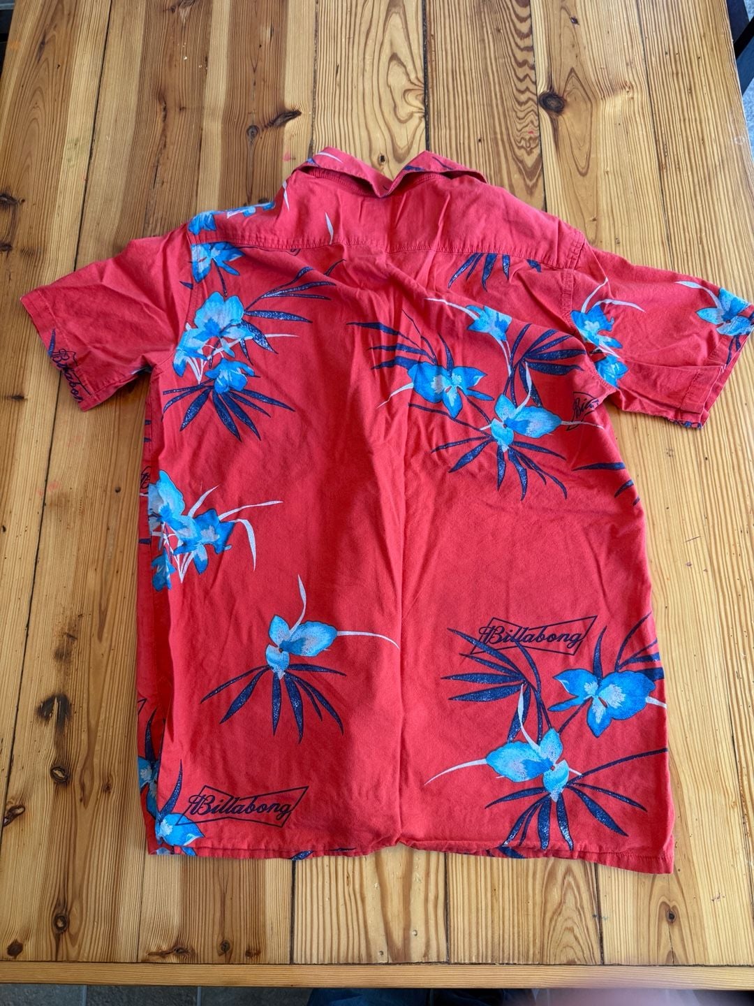 Billabong Budweiser Button-Down Shirt Size M Red Floral Short Sleeve 3