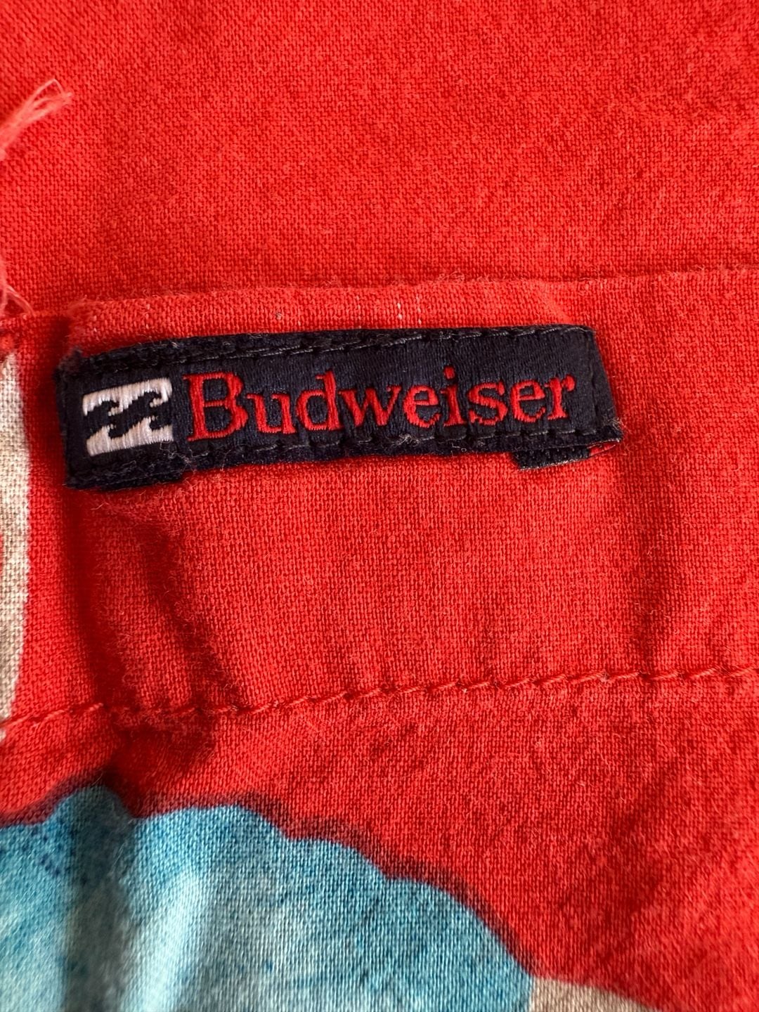 Billabong Budweiser Button-Down Shirt Size M Red Floral Short Sleeve 4