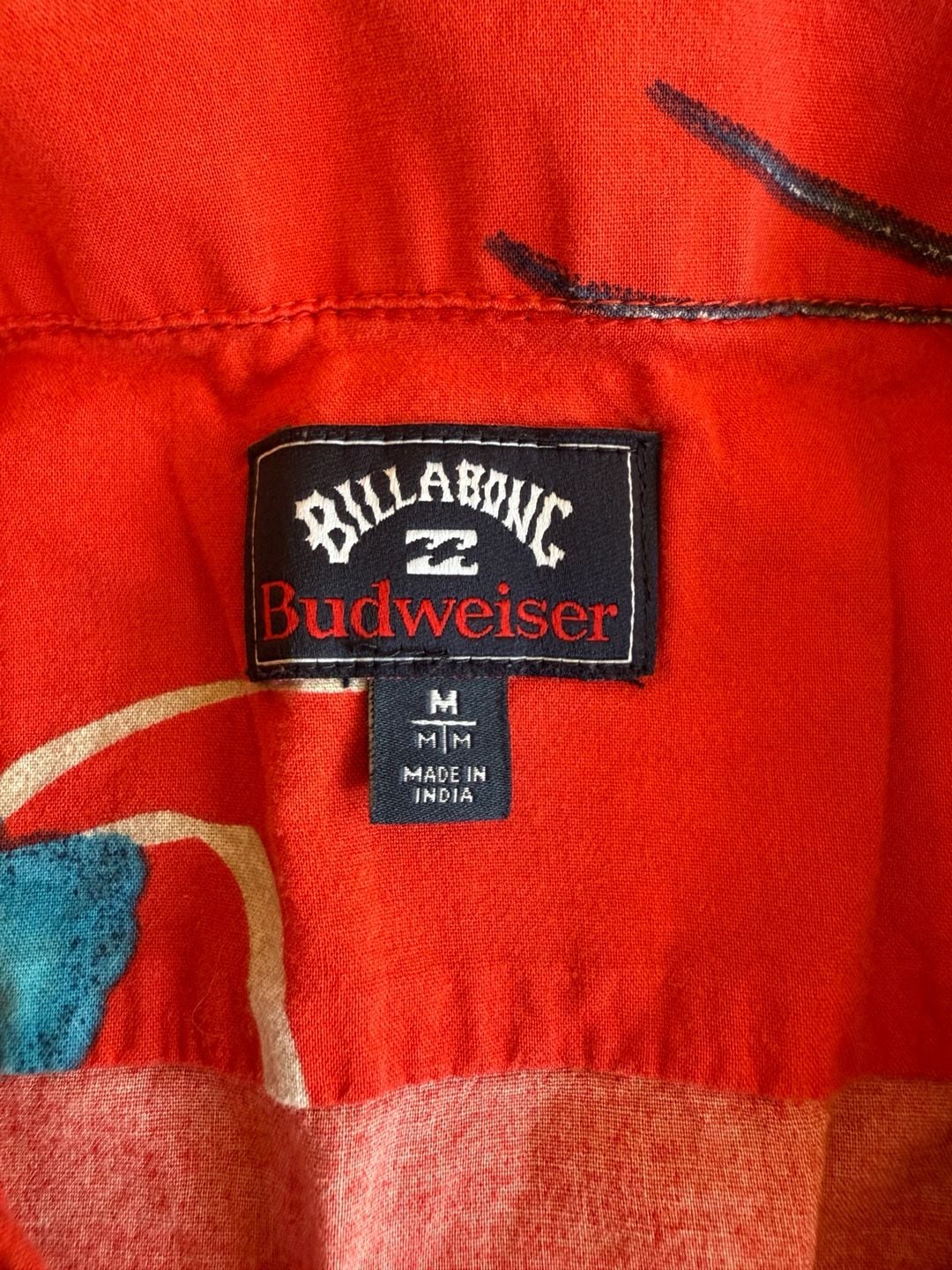 Billabong Budweiser Button-Down Shirt Size M Red Floral Short Sleeve 6