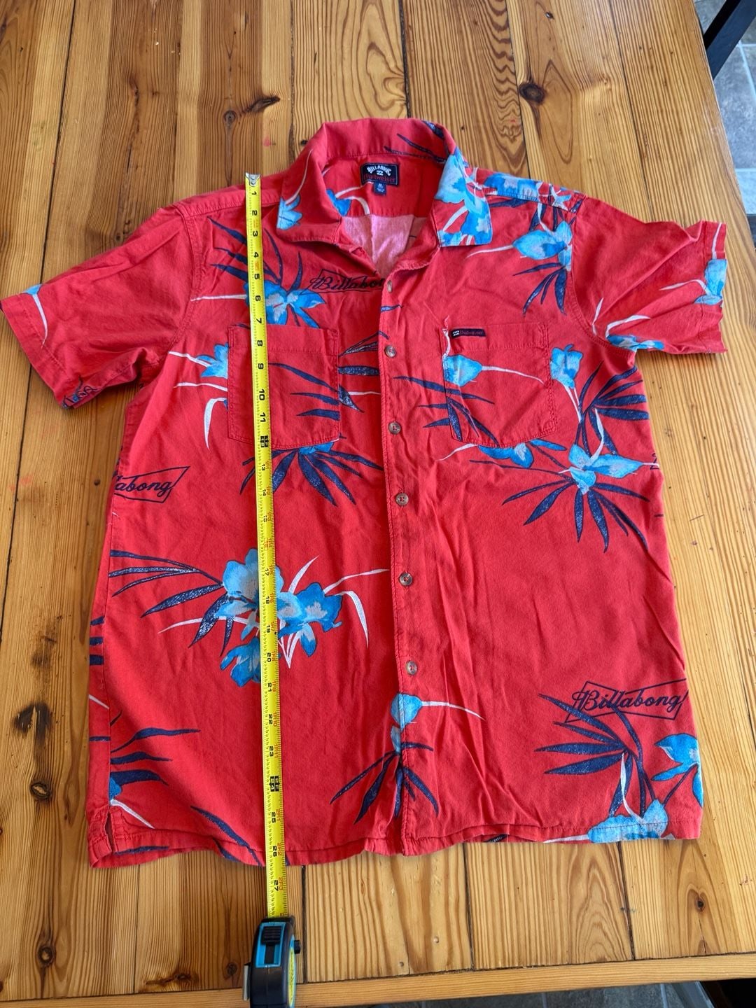 Billabong Budweiser Button-Down Shirt Size M Red Floral Short Sleeve 8
