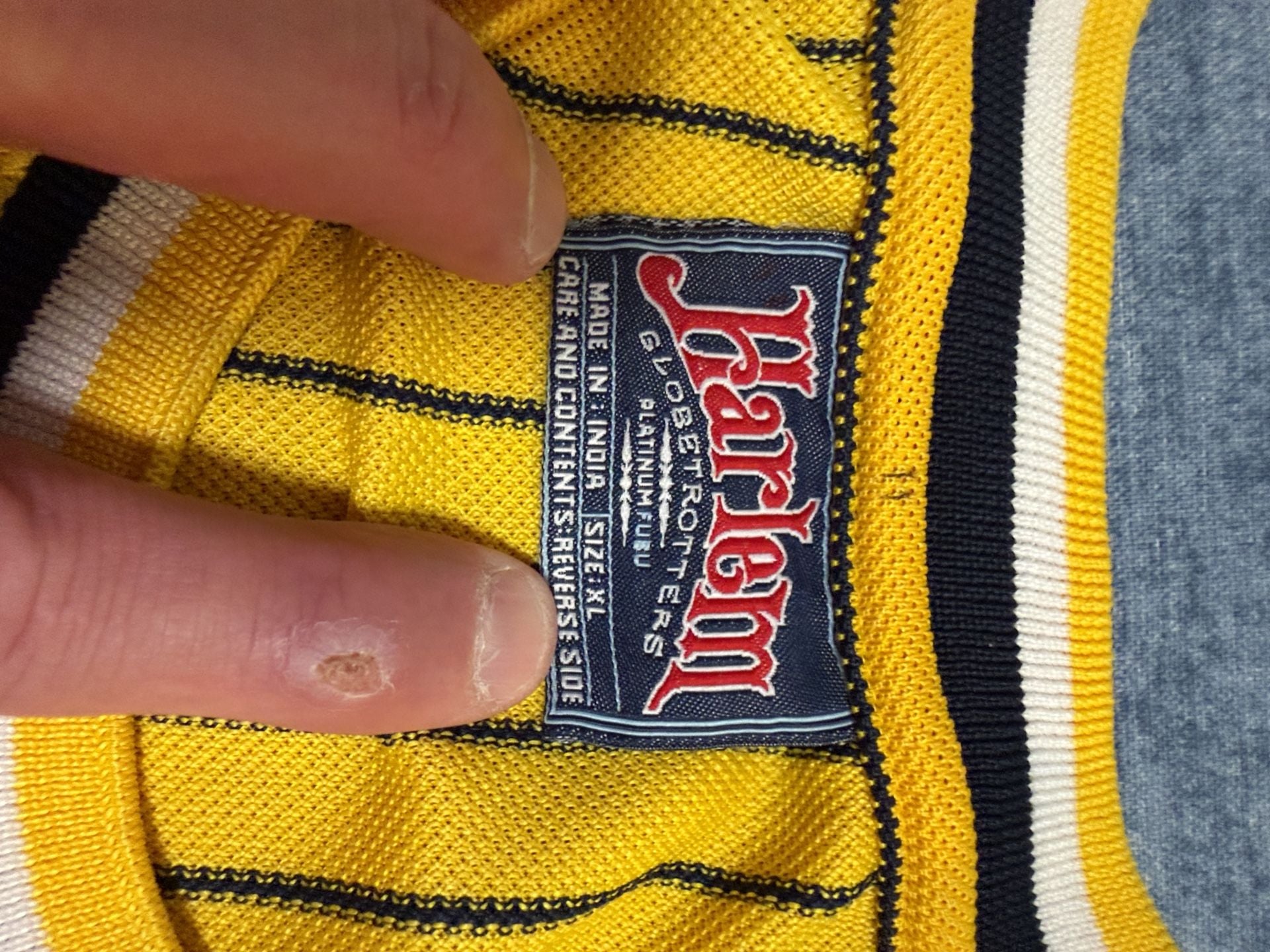 Platinum Fubu Harlem Globetrotters Jersey Size XL Yellow Pinstripe 7