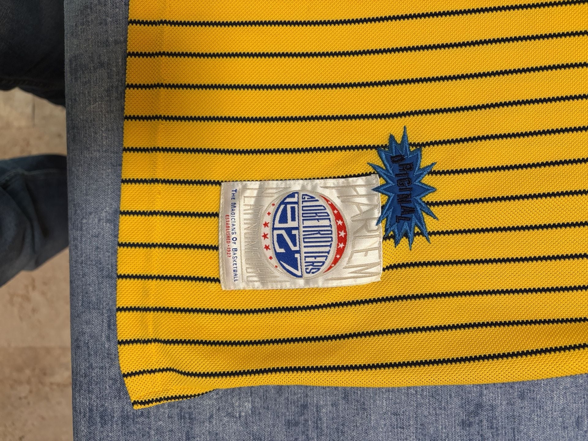 Platinum Fubu Harlem Globetrotters Jersey Size XL Yellow Pinstripe 8