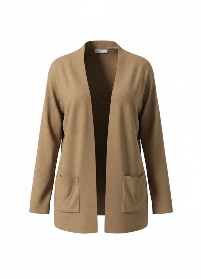 Croft & Barrow Women’s Medium Brown Open Front Long Cardigan Sweater Pocket 2