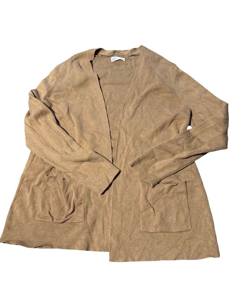 Croft & Barrow Women’s Medium Brown Open Front Long Cardigan Sweater Pocket 3