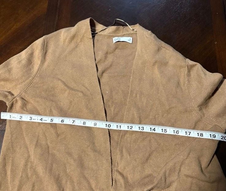 Croft & Barrow Women’s Medium Brown Open Front Long Cardigan Sweater Pocket 4