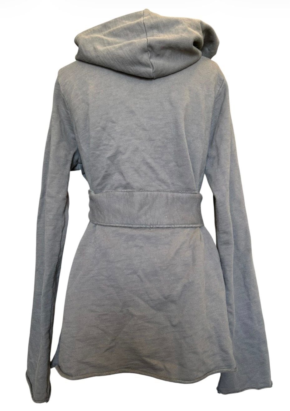 Lucky Brand Hooded Wrap Sweatshirt Size L Gray Cotton Tie Belt 3