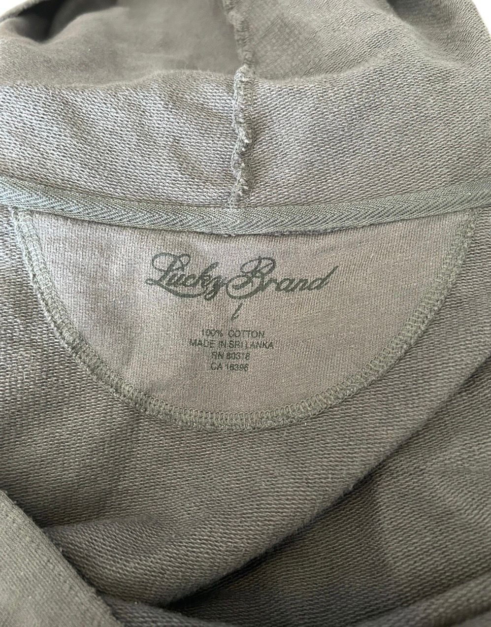 Lucky Brand Hooded Wrap Sweatshirt Size L Gray Cotton Tie Belt 4