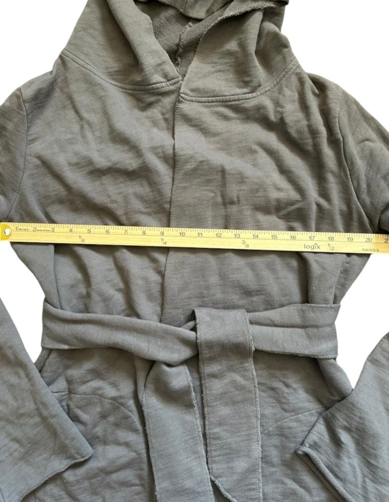 Lucky Brand Hooded Wrap Sweatshirt Size L Gray Cotton Tie Belt 5
