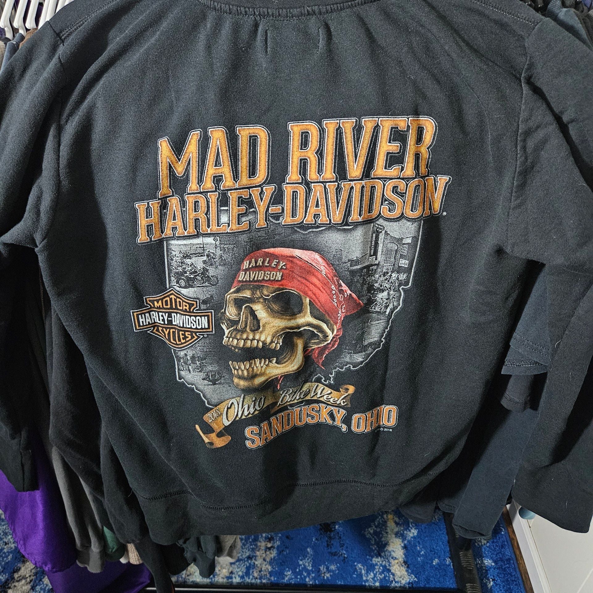 Harley-Davidson Crewneck Sweatshirt Size L Black Mad River Ohio 5