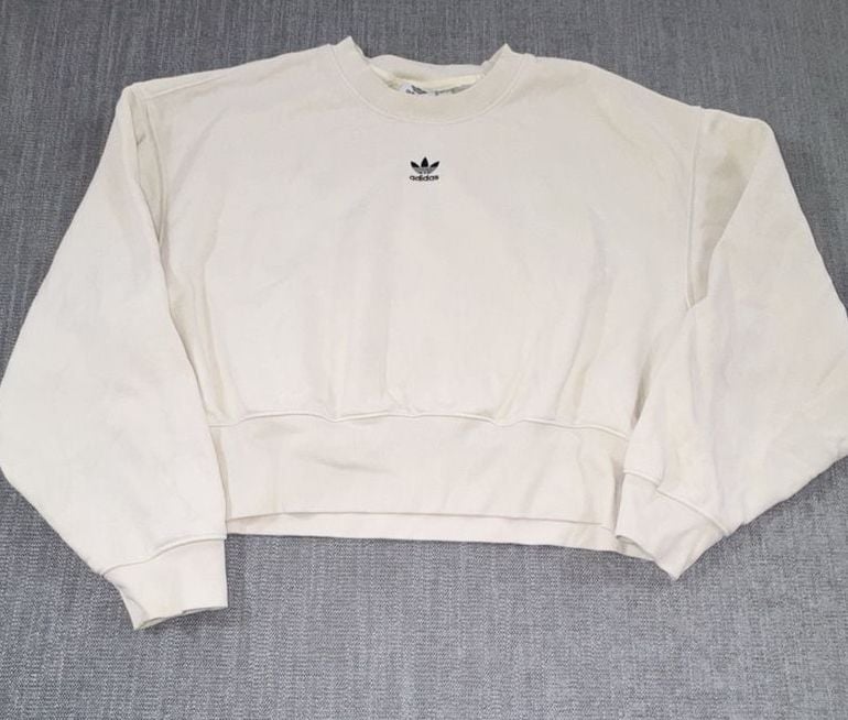 Adidas Trefoil Cropped Sweatshirt Size S Off White Pullover 2
