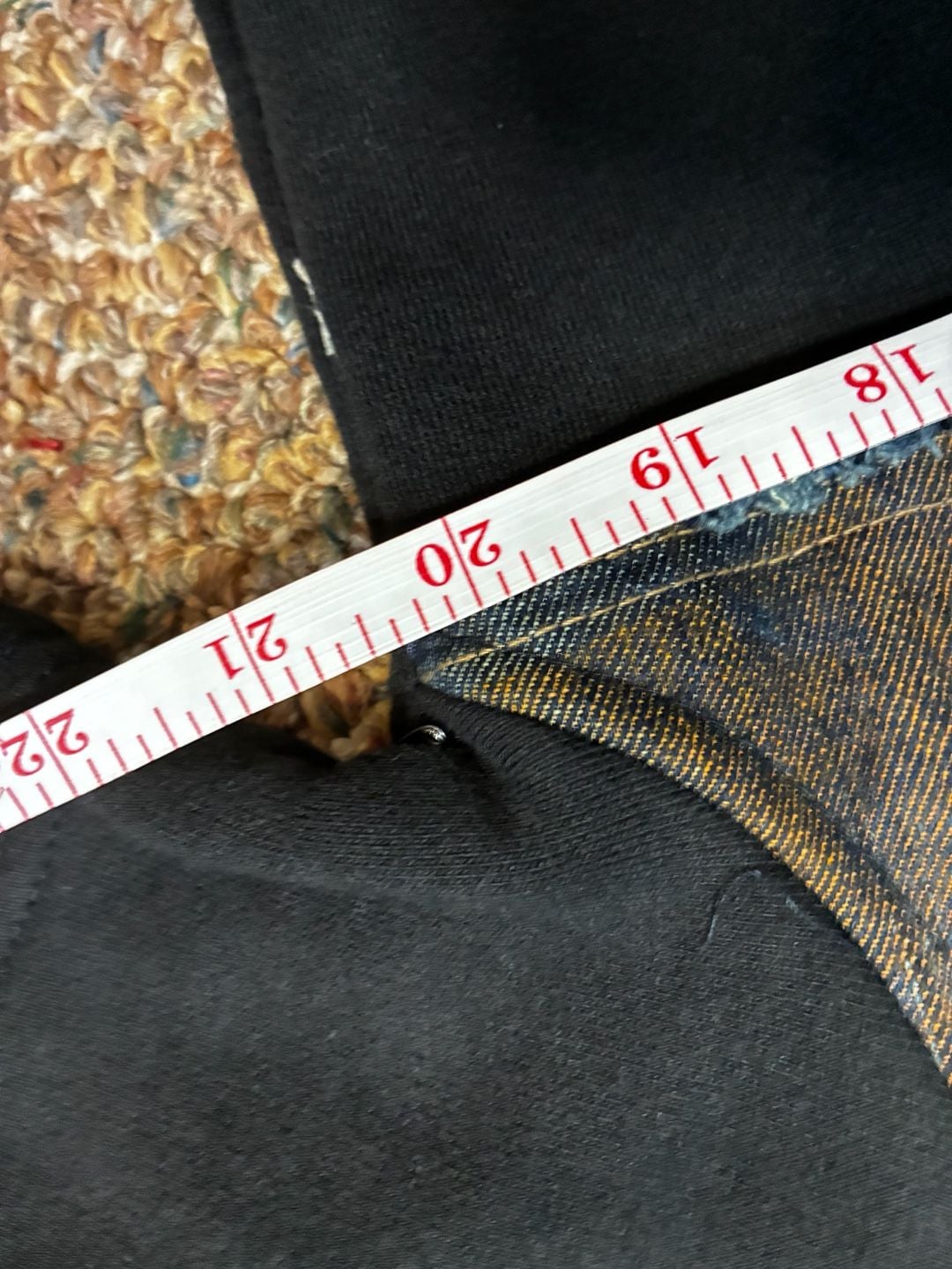 Copper Rivet Short Sleeve Hoodie Size S Black Denim Patchwork 6