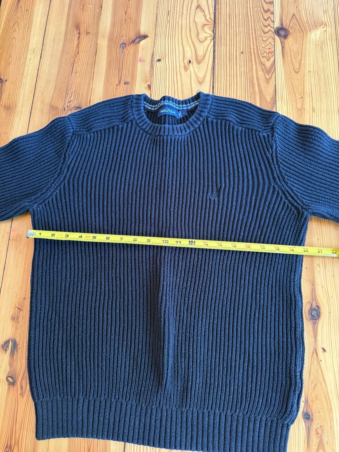 Nautica Cotton Ribbed Crewneck Sweater Size L Dark Navy Blue 5