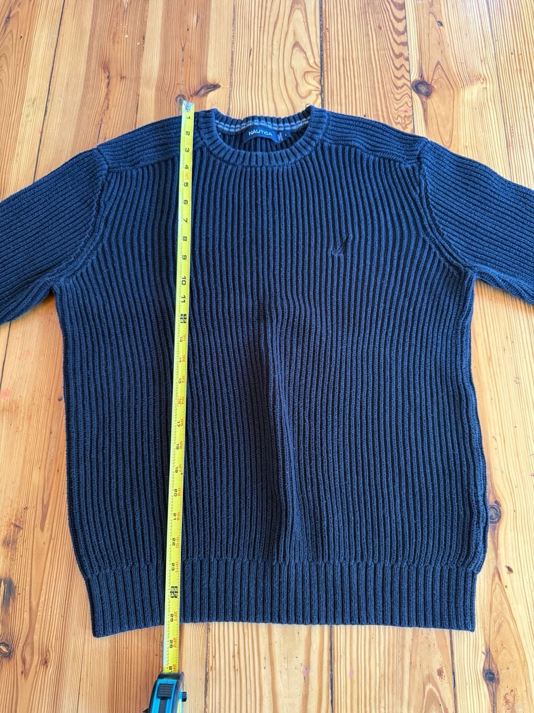 Nautica Cotton Ribbed Crewneck Sweater Size L Dark Navy Blue 6