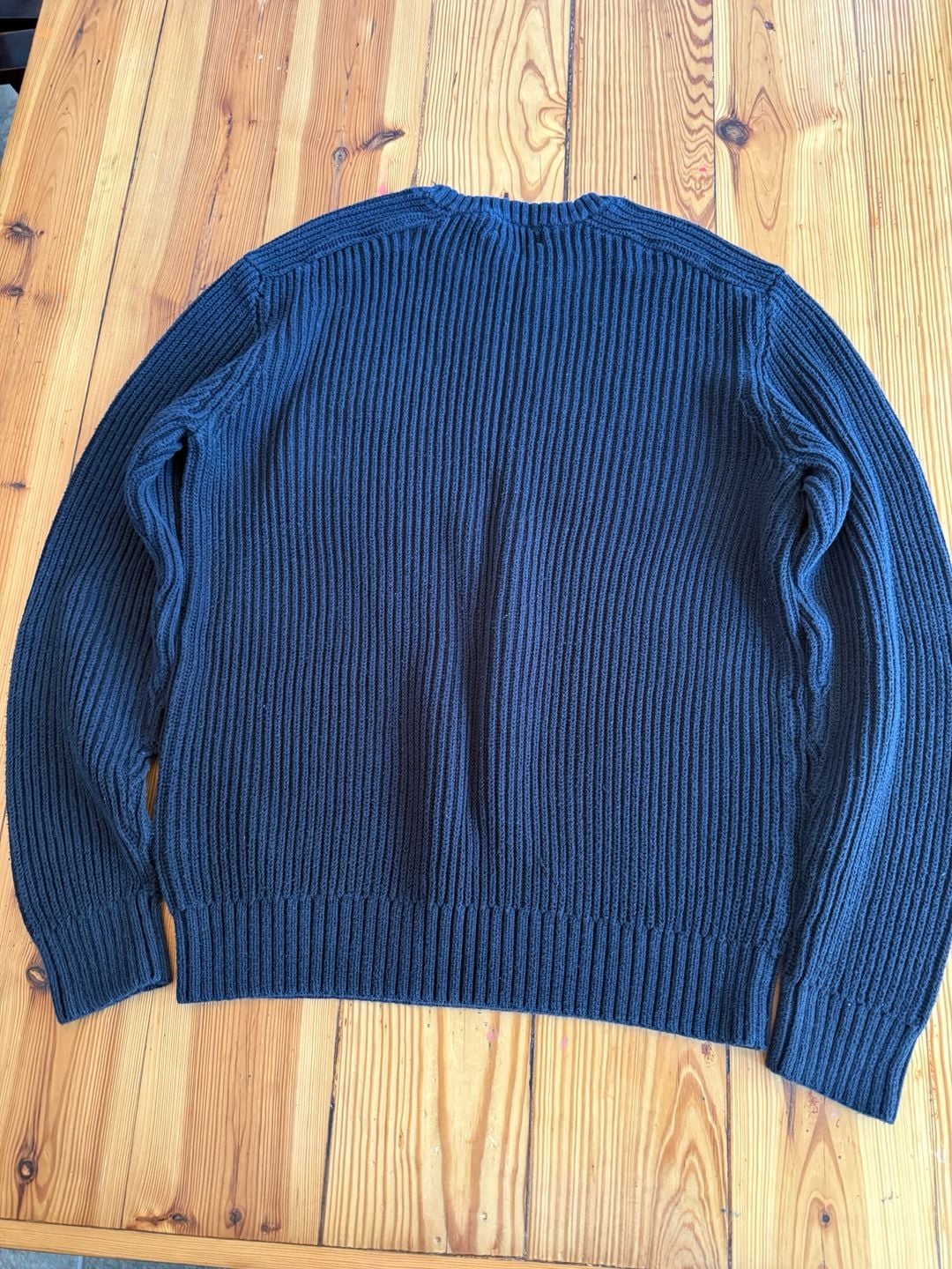 Nautica Cotton Ribbed Crewneck Sweater Size L Dark Navy Blue 7
