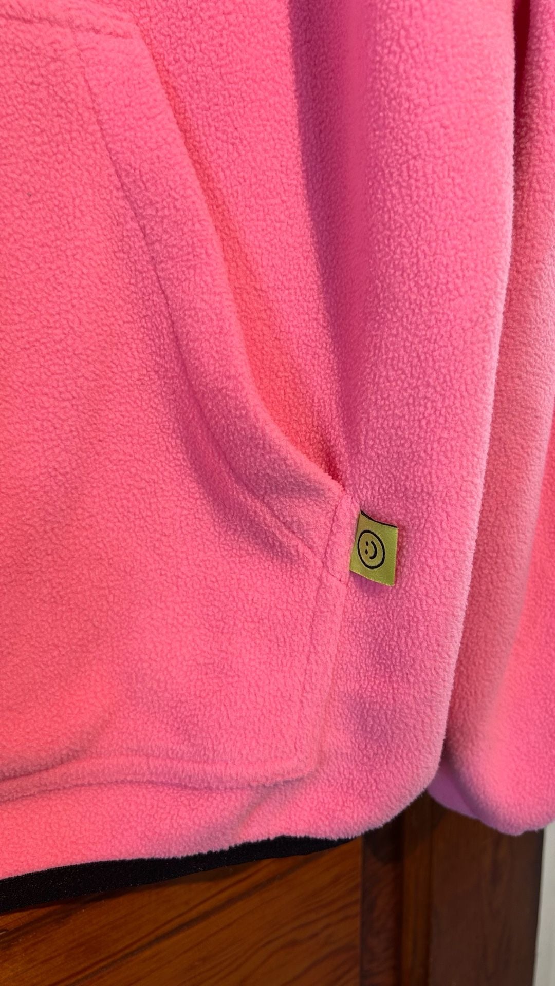 Lazy Oaf Half Zip Pullover Sweatshirt Size L Pink Black Lace Trim Fleece 3