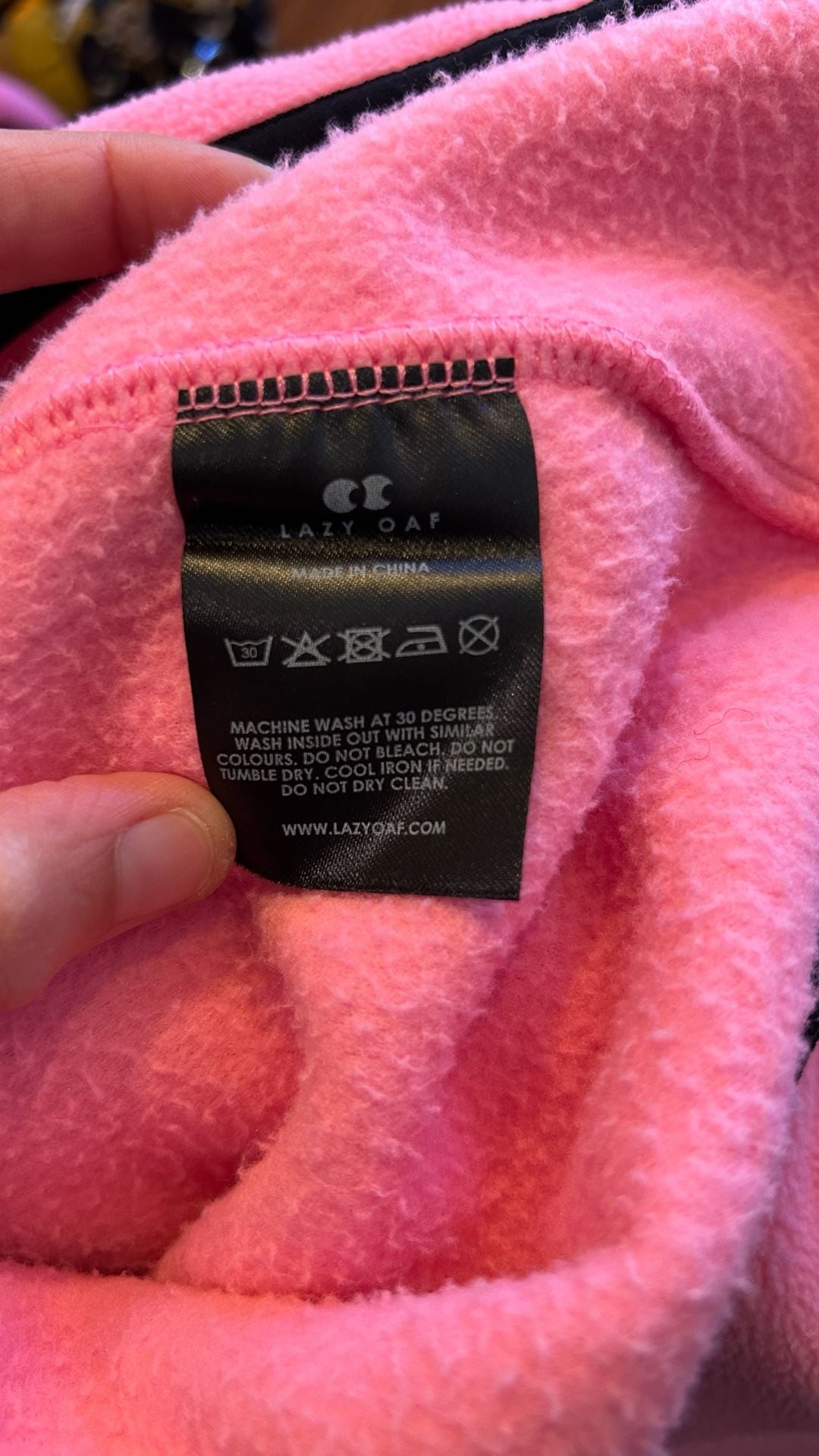 Lazy Oaf Half Zip Pullover Sweatshirt Size L Pink Black Lace Trim Fleece 8