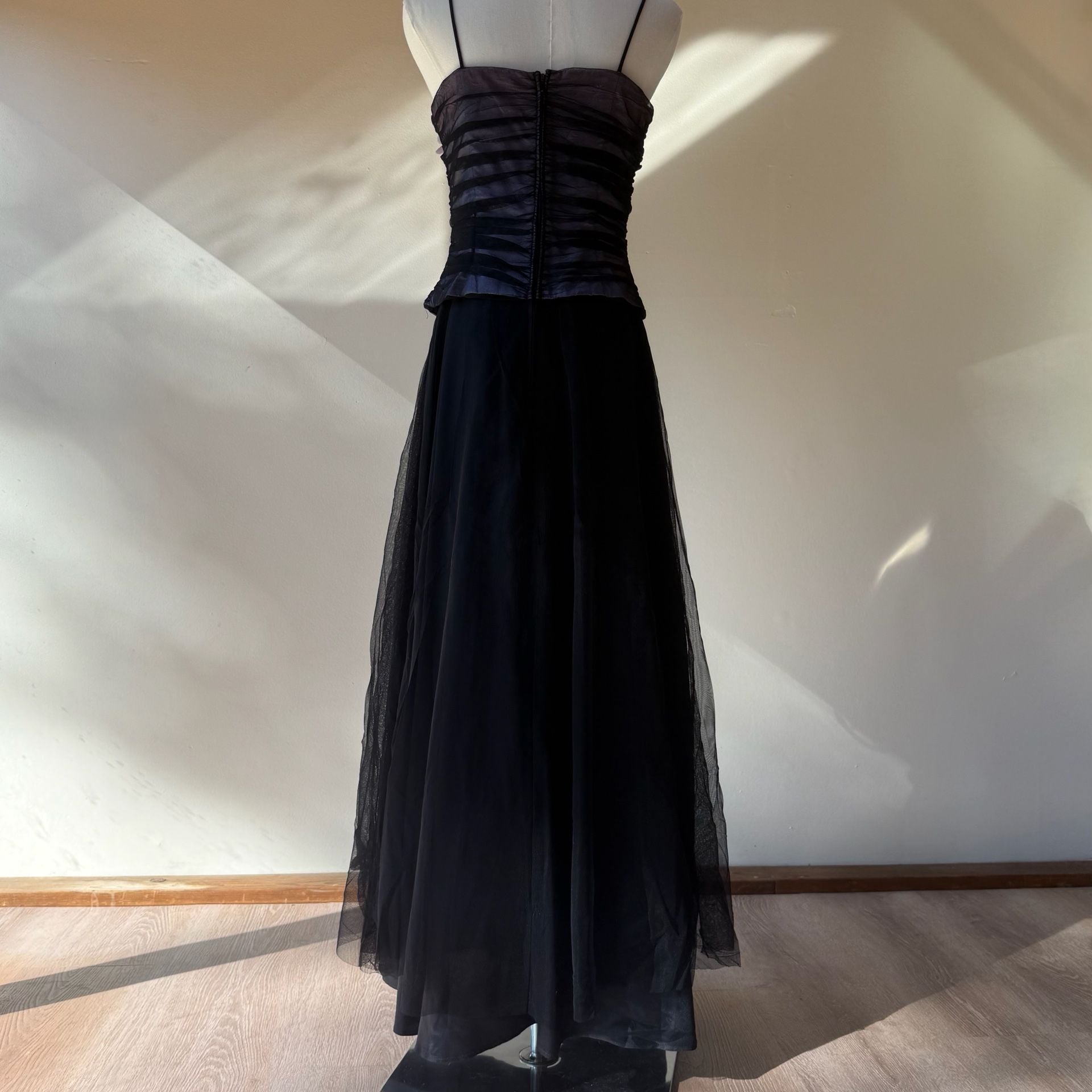 Vintage Y2k Floral Mesh Long Dress Black Purple 9