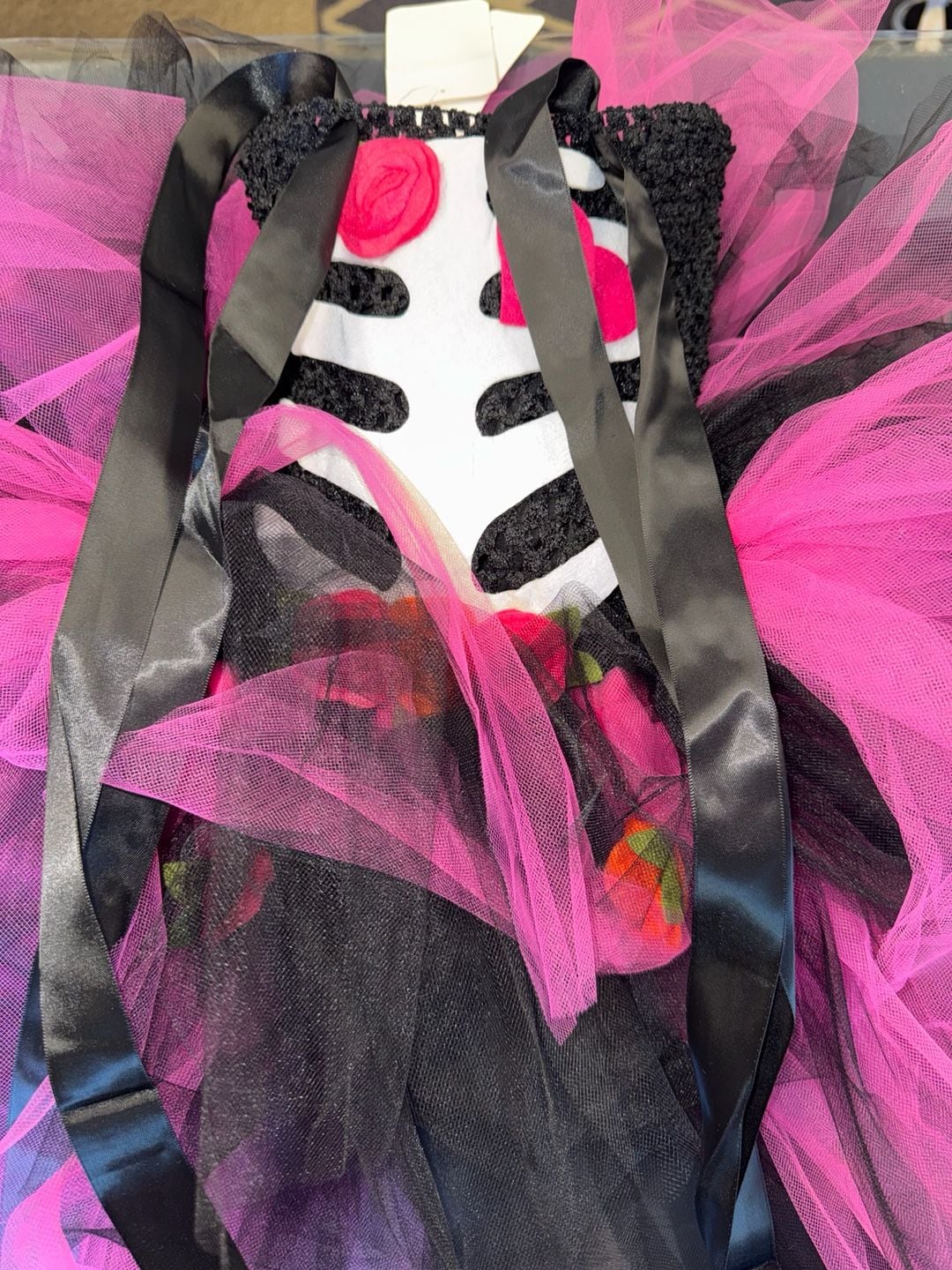 Skeleton Tutu Dress Size M (3T/4T)Black Pink Halloween Costume 4