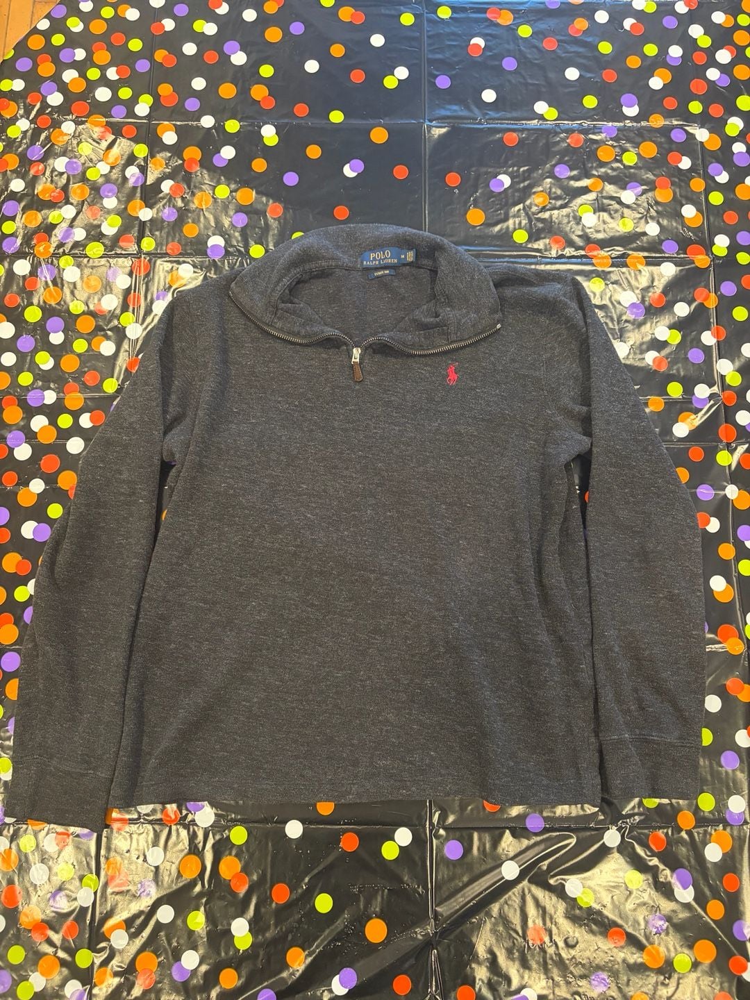 Polo Ralph Lauren Estate Rib 1/4 Zip Pullover Size M Dark Gray 2