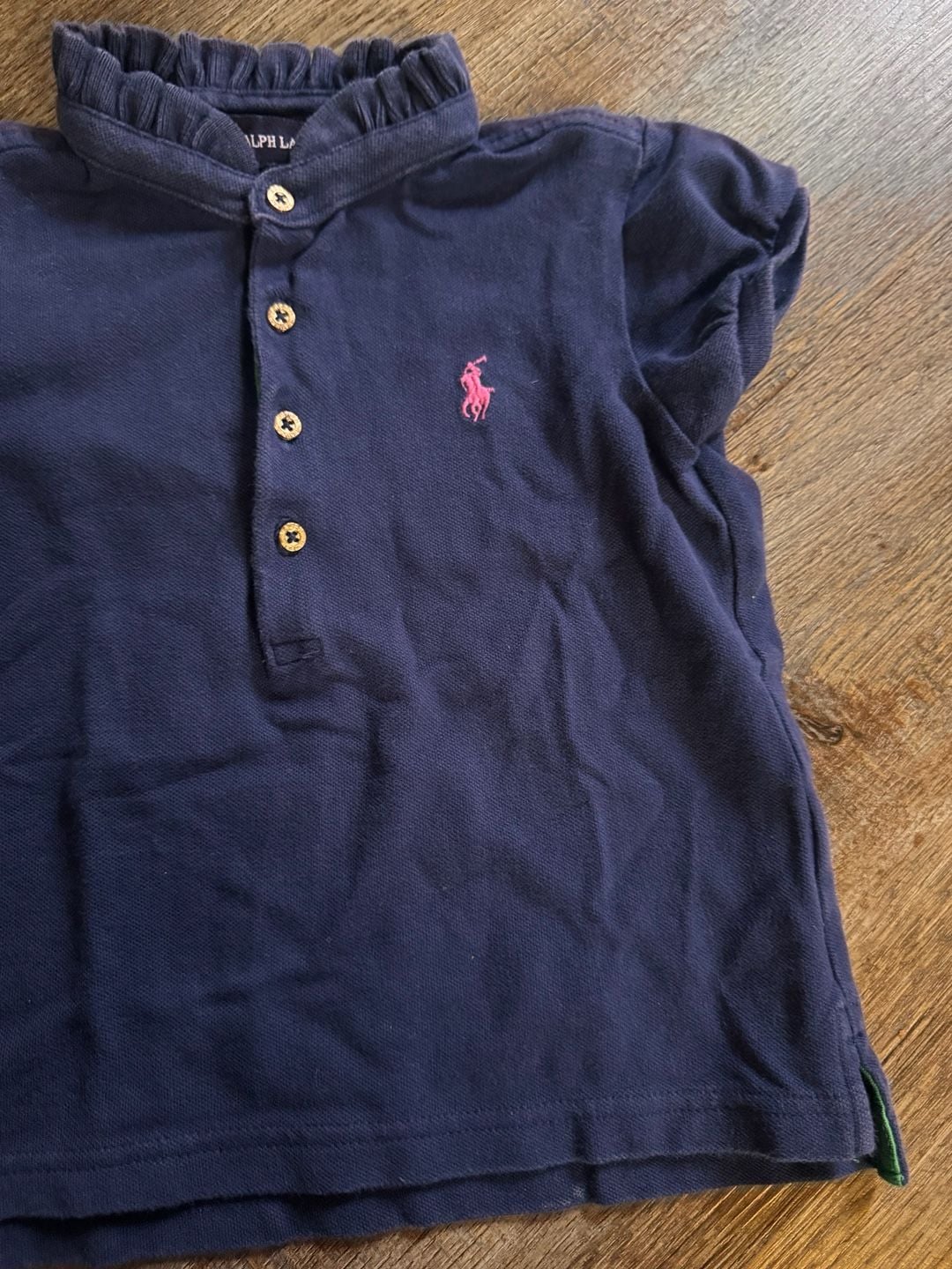 Ralph Lauren Polo Shirt Size 4/4T Purple Ruffled Collar 3