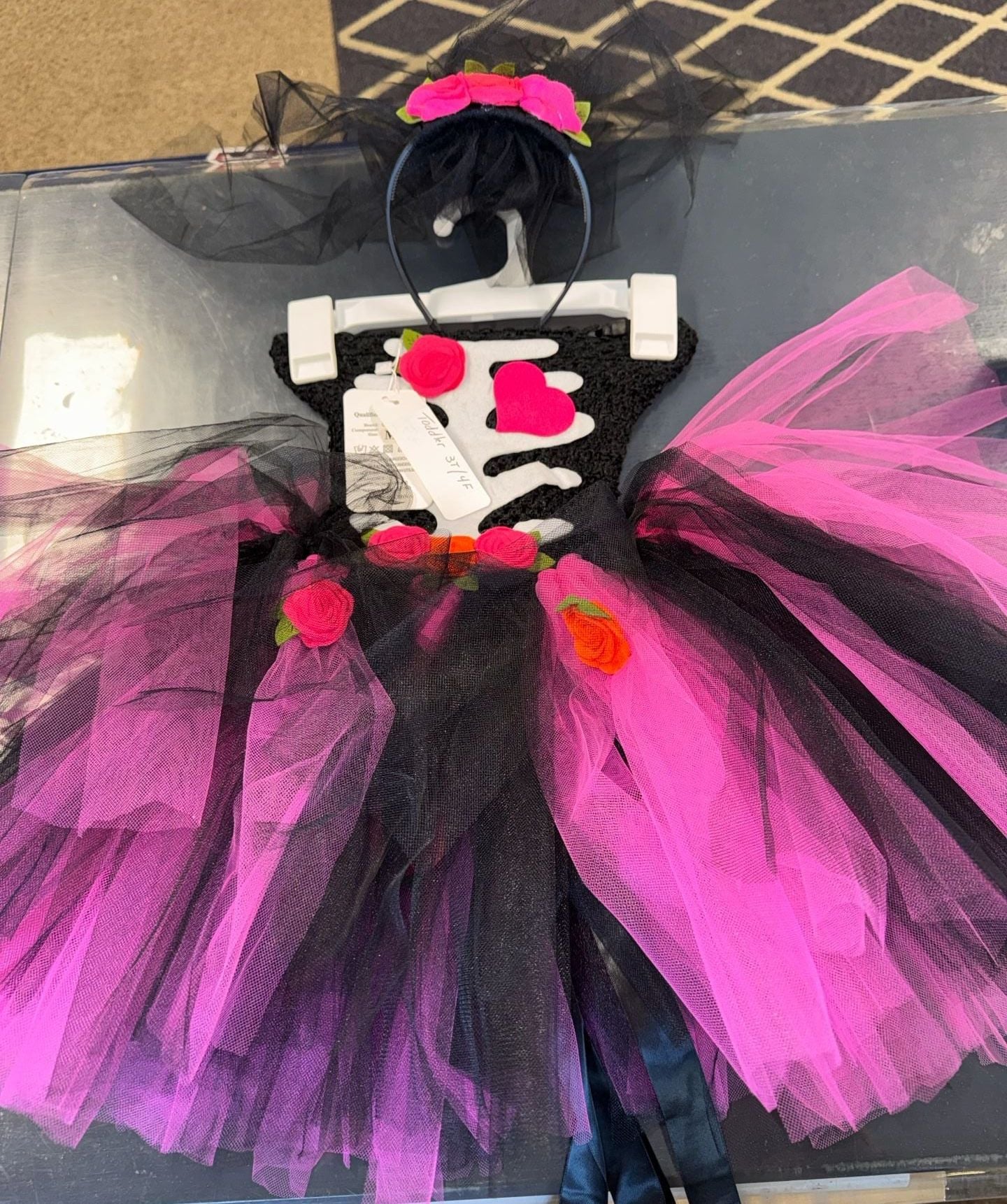 Skeleton Tutu Dress Size M (3T/4T)Black Pink Halloween Costume 1