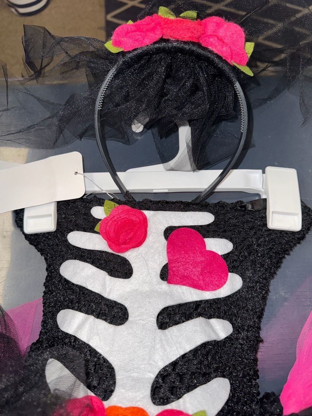 Skeleton Tutu Dress Size M (3T/4T)Black Pink Halloween Costume 2