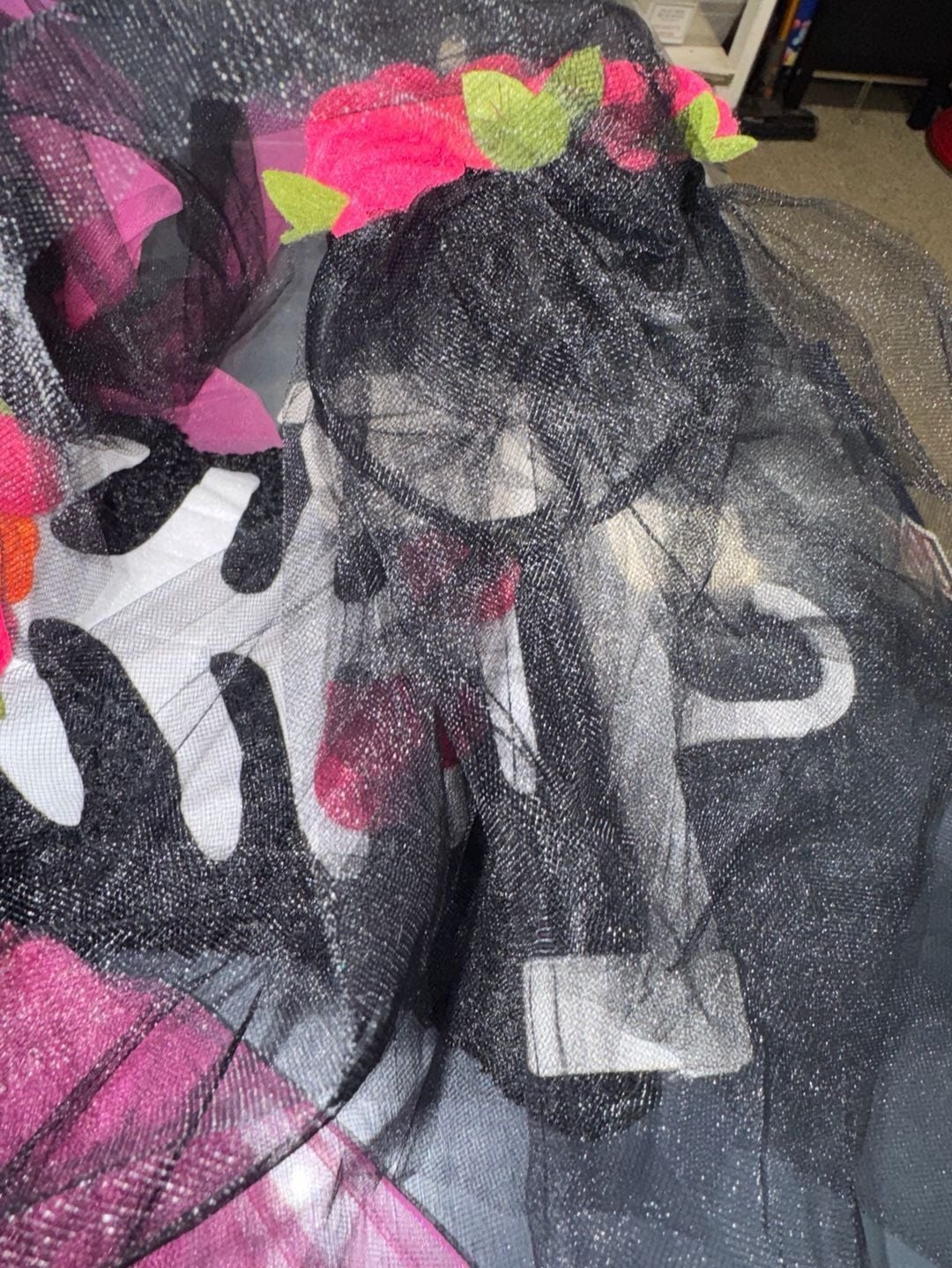 Skeleton Tutu Dress Size M (3T/4T)Black Pink Halloween Costume 3