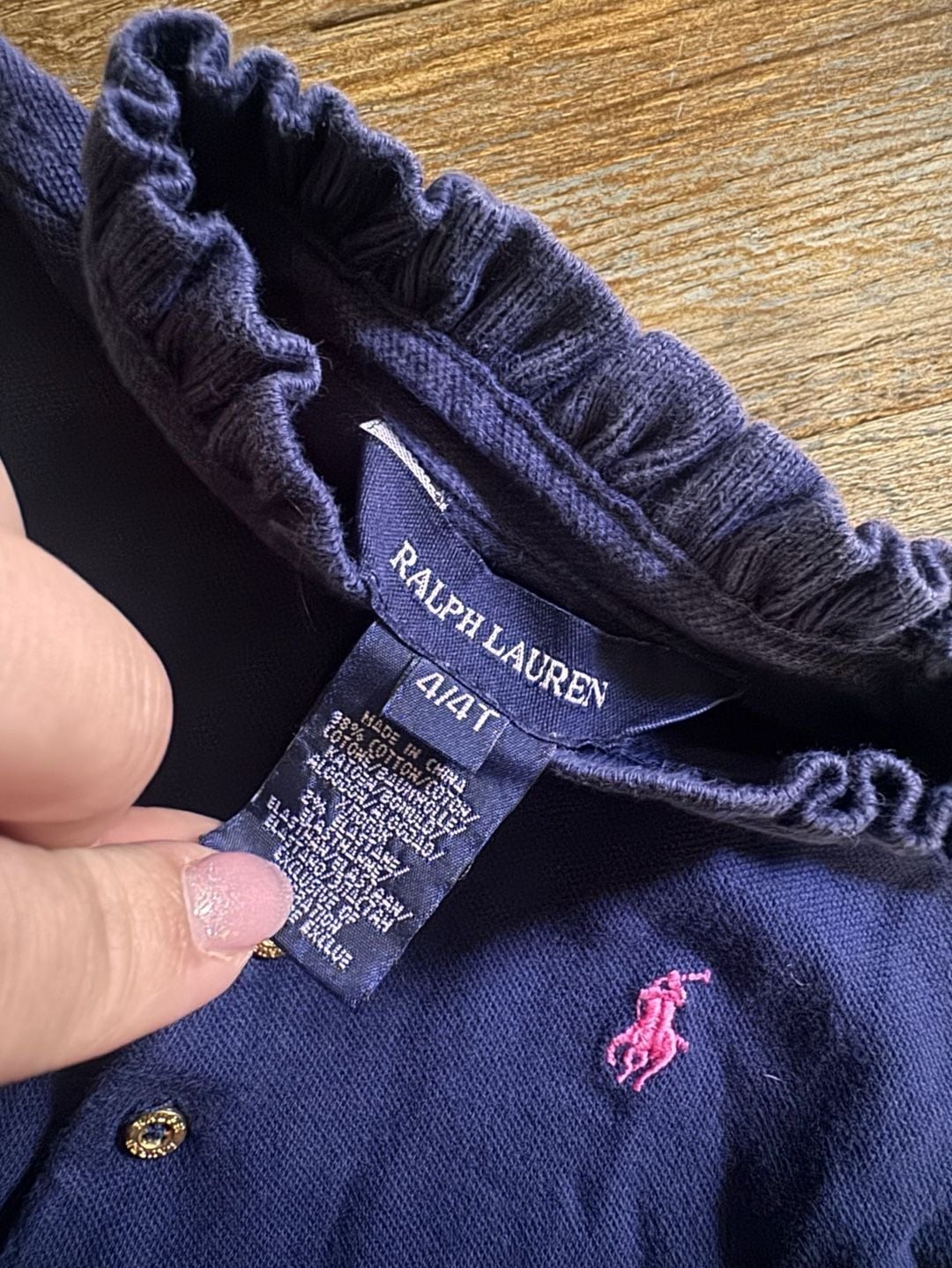 Ralph Lauren Polo Shirt Size 4/4T Purple Ruffled Collar 4