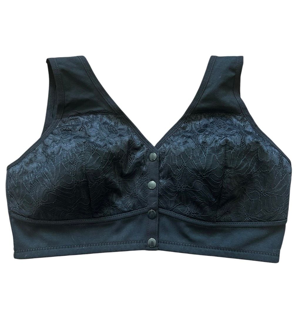 Ahvena Front Closure Lace Bra Size L Black Cotton Spandex 2