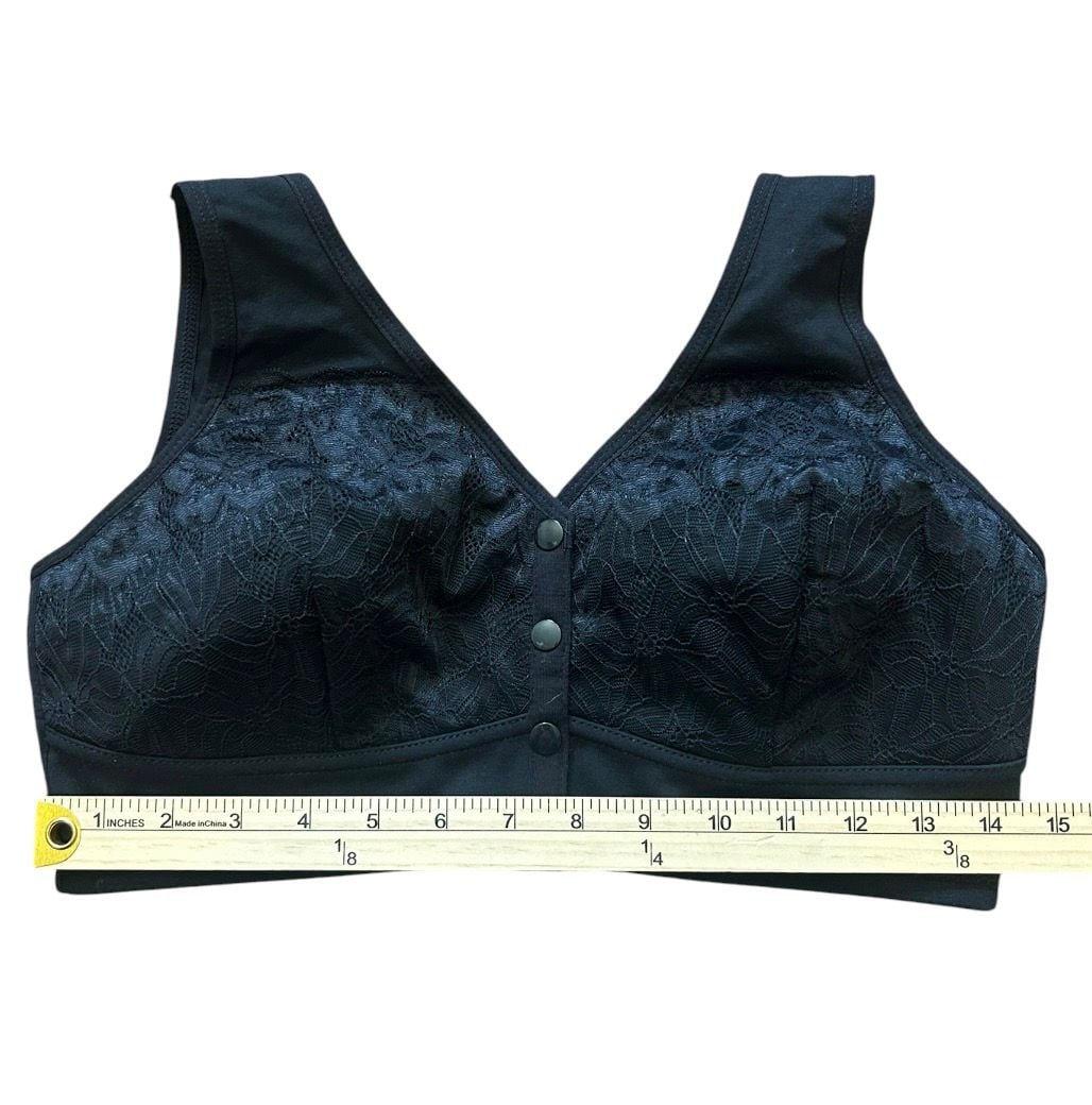 Ahvena Front Closure Lace Bra Size L Black Cotton Spandex 5