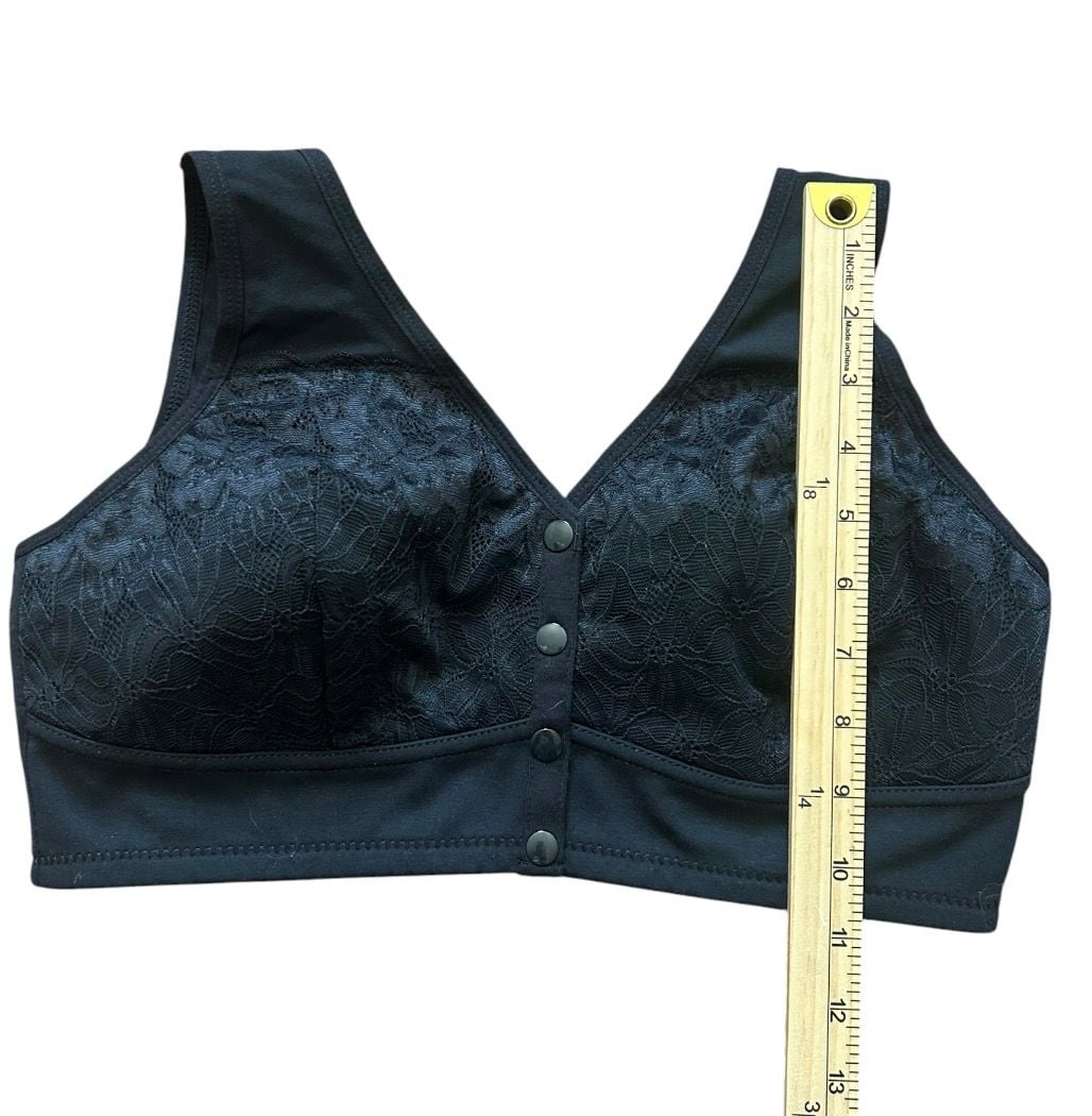 Ahvena Front Closure Lace Bra Size L Black Cotton Spandex 6