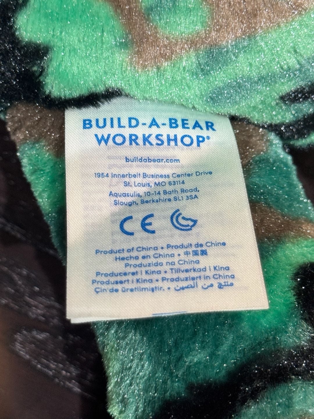 Build-A-Bear Workshop Green Camo Teddy Bear Stuffed Animal Plush 6