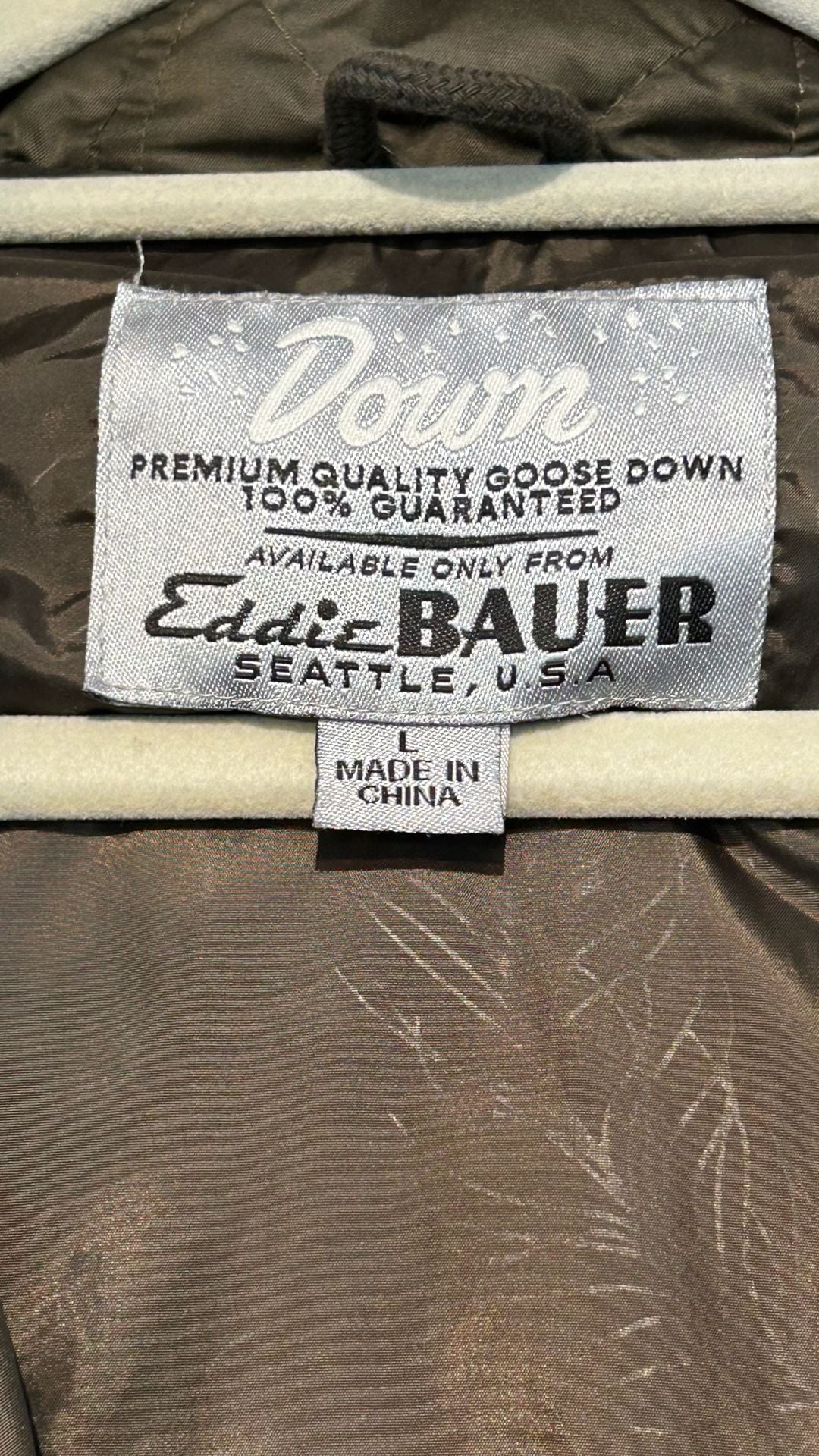 Eddie Bauer 1944 Swiss Model Down Jacket Size L Olive Green Quilted Wool 4