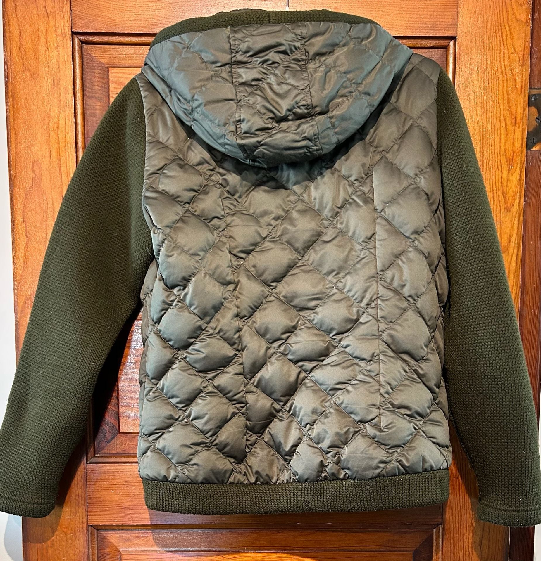 Eddie Bauer 1944 Swiss Model Down Jacket Size L Olive Green Quilted Wool 9