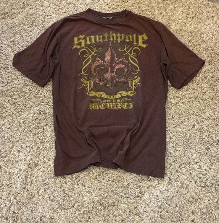 Southpole Graphic T-Shirt XXL Brown Fleur De Lis Authentic Collection 2