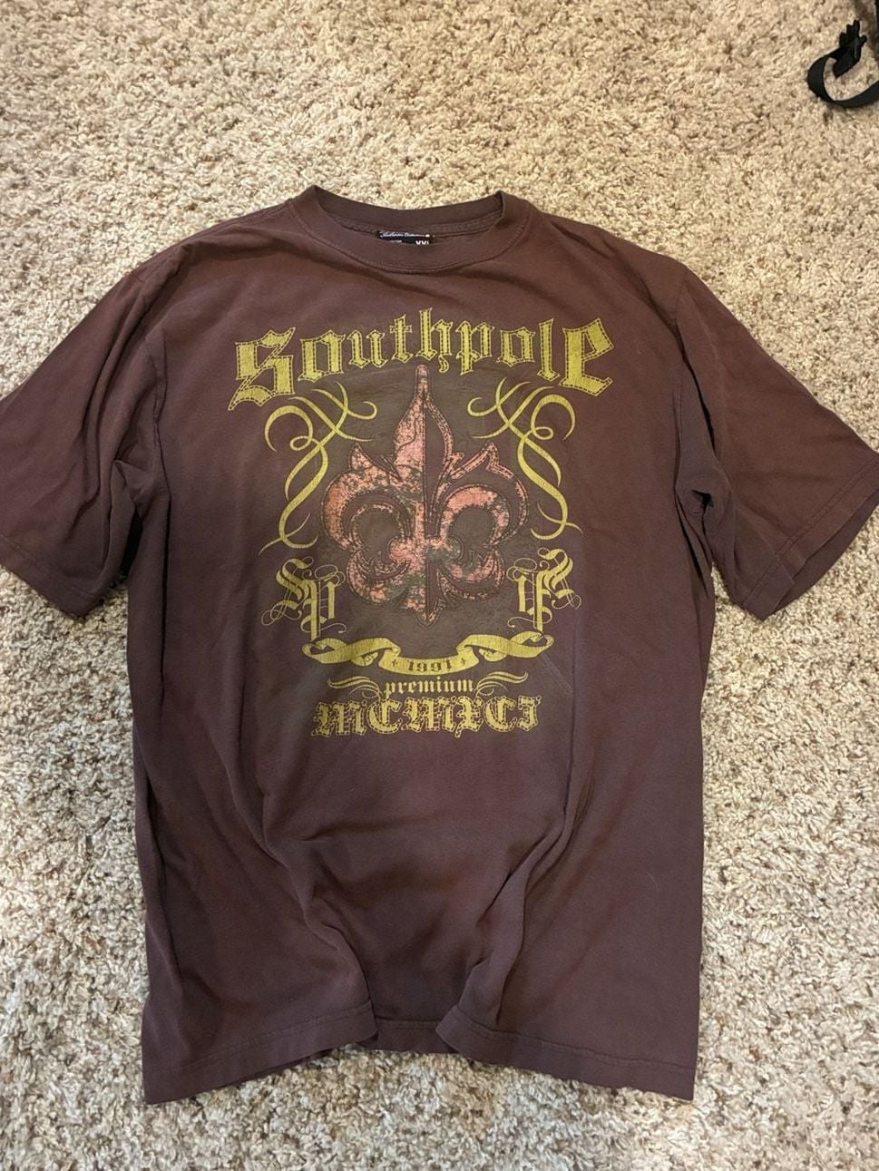 Southpole Graphic T-Shirt XXL Brown Fleur De Lis Authentic Collection 3