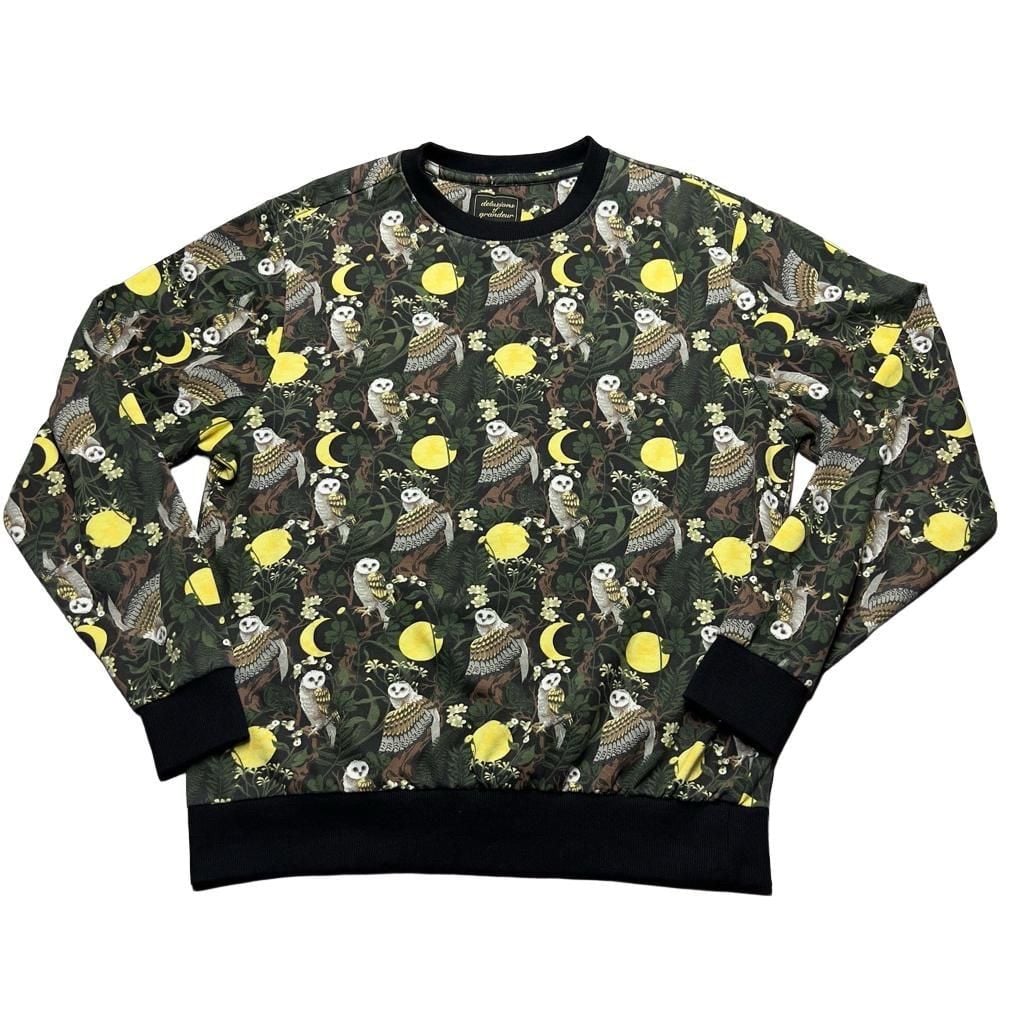 Delusions of Grandeur Owl Moon Print Crewneck Sweatshirt Size M Sweater 2