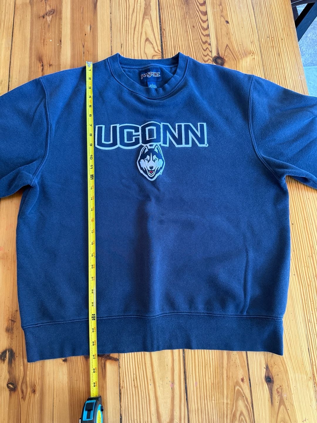 JanSport UConn Huskies Sweatshirt Size L Blue College Crewneck 8