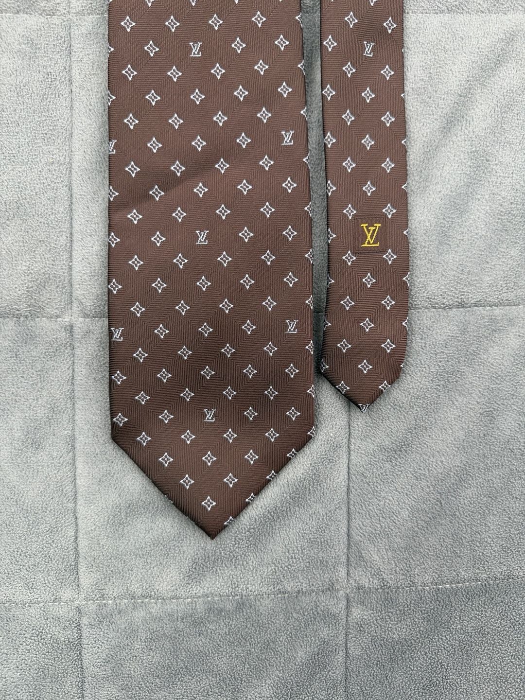 Louis Vuitton Monogram Silk Tie Brown Designer Neckwear 2