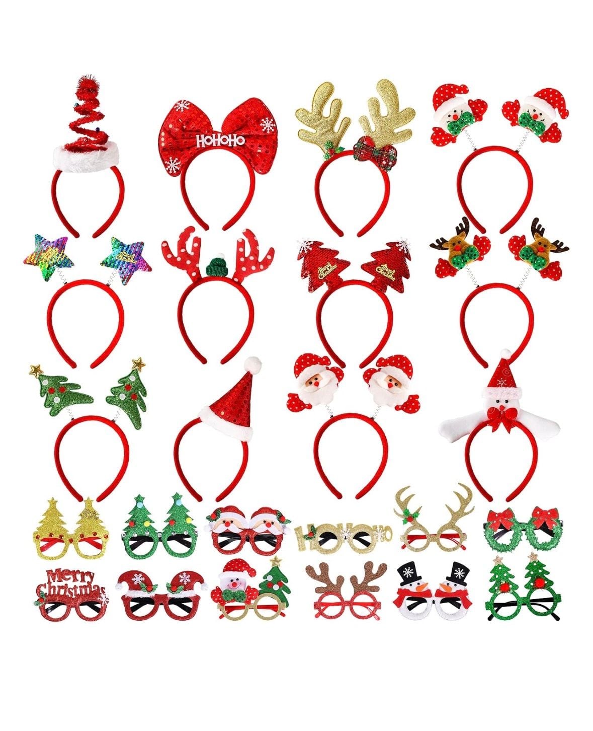 Max Fun 24 Pieces Christmas Glasses And Headband Set 1