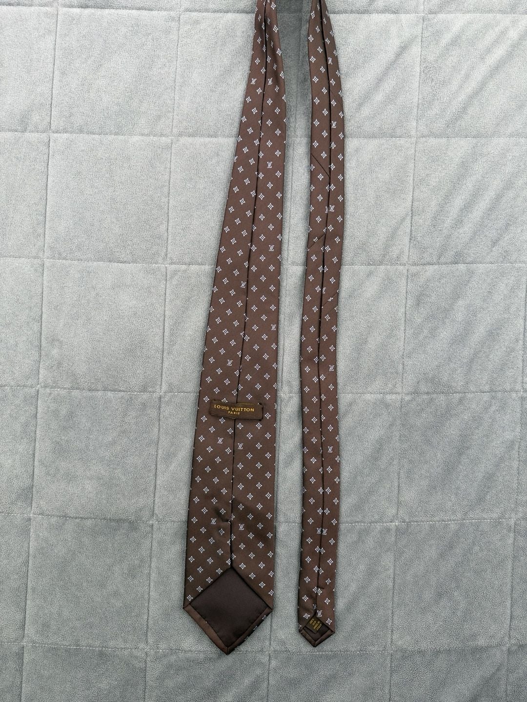 Louis Vuitton Monogram Silk Tie Brown Designer Neckwear 5