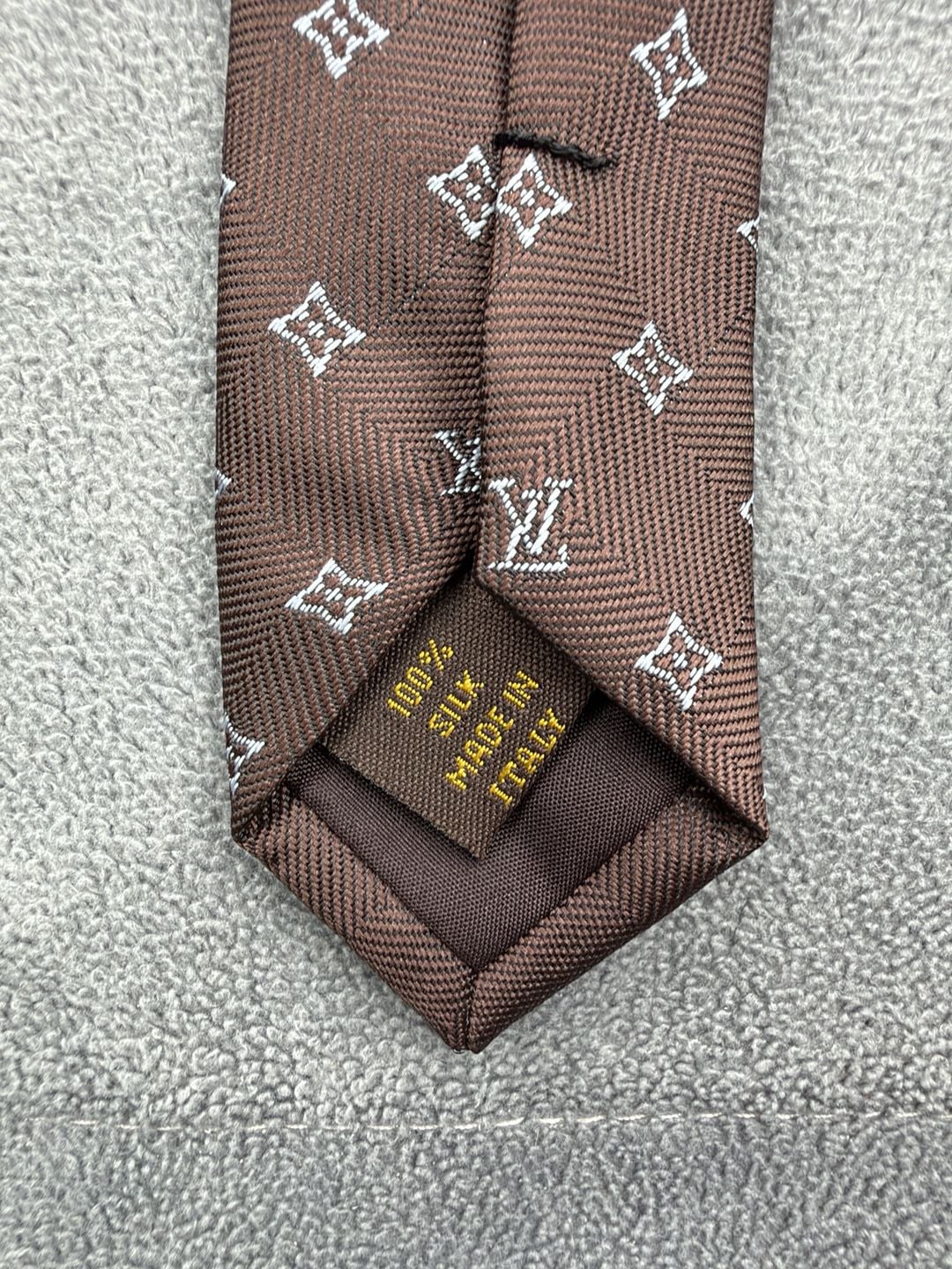 Louis Vuitton Monogram Silk Tie Brown Designer Neckwear 4
