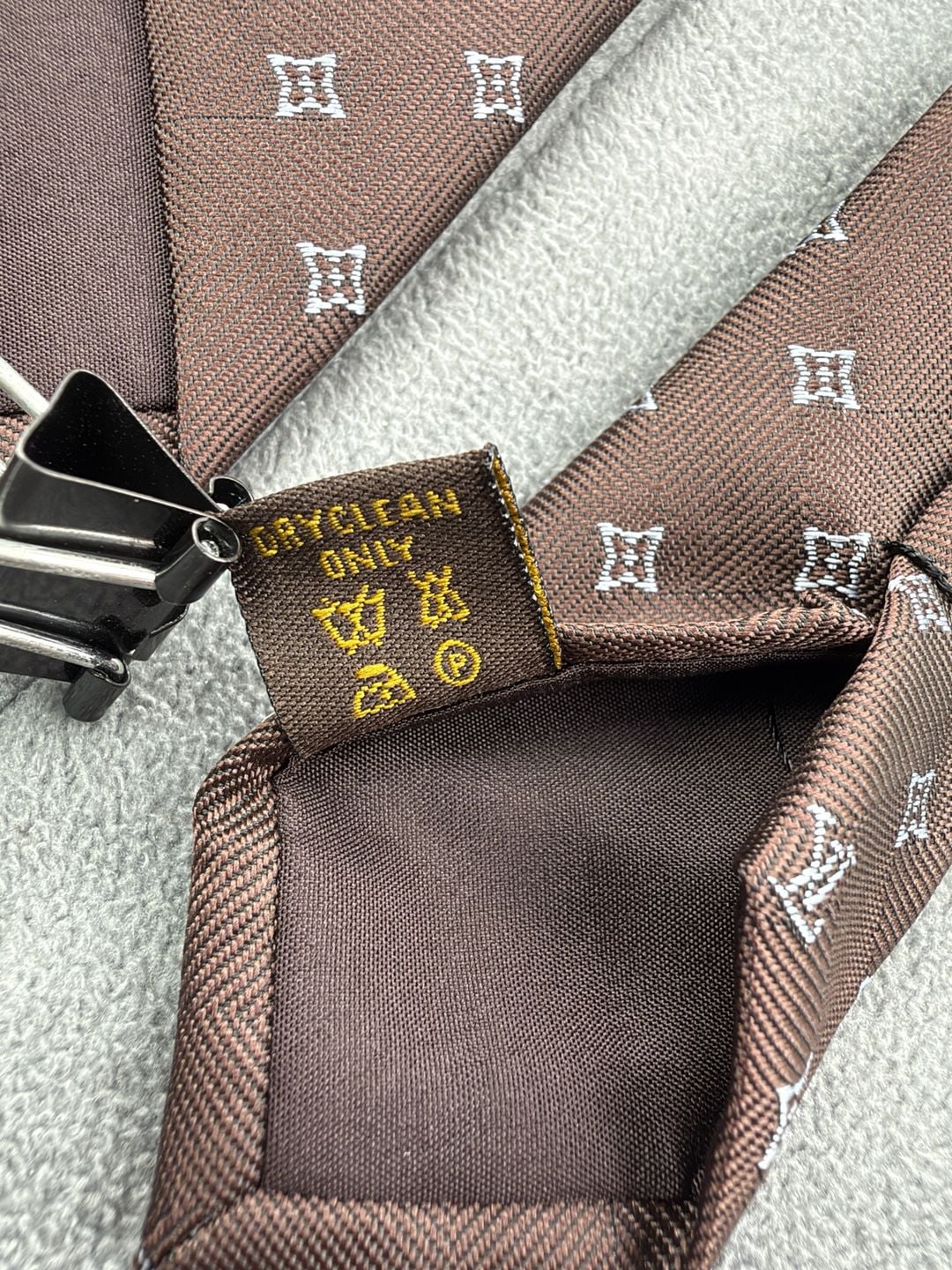 Louis Vuitton Monogram Silk Tie Brown Designer Neckwear 8
