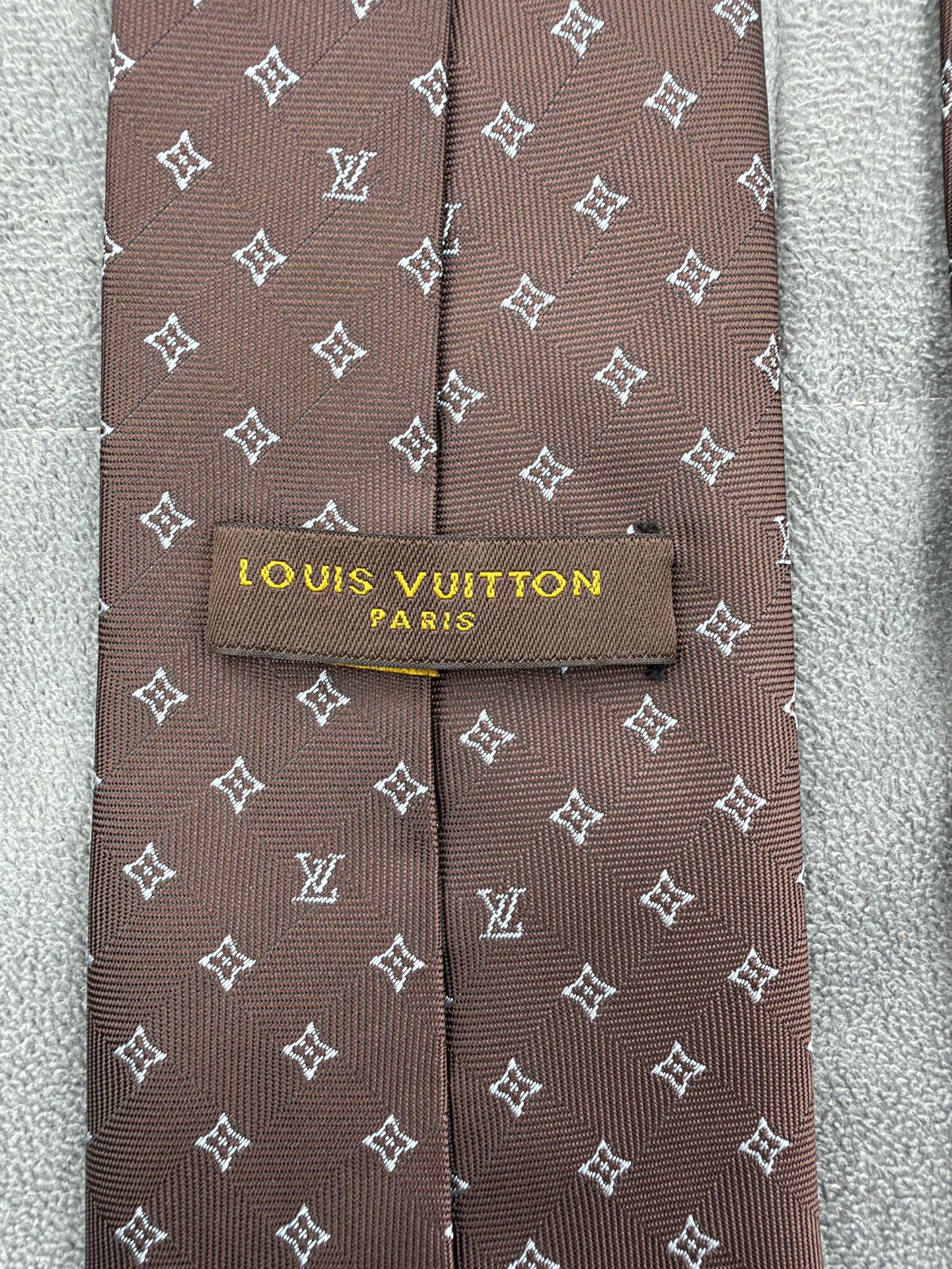 Louis Vuitton Monogram Silk Tie Brown Designer Neckwear 3